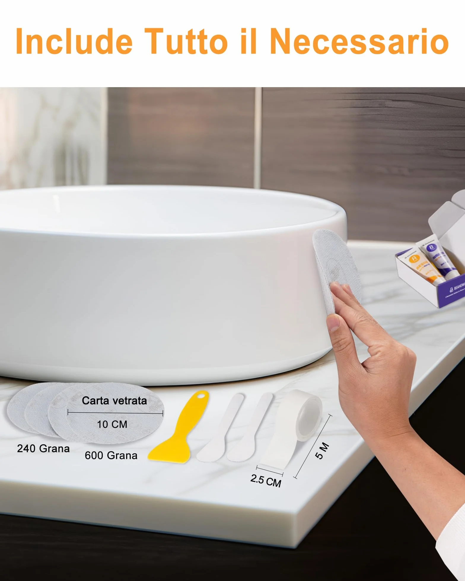 Kit Riparazione Piastrelle Vasca da Bagno per Scheggiature Ammaccature Scalfitture Crepe Gres Porcellanato Ceramica Multi Colori