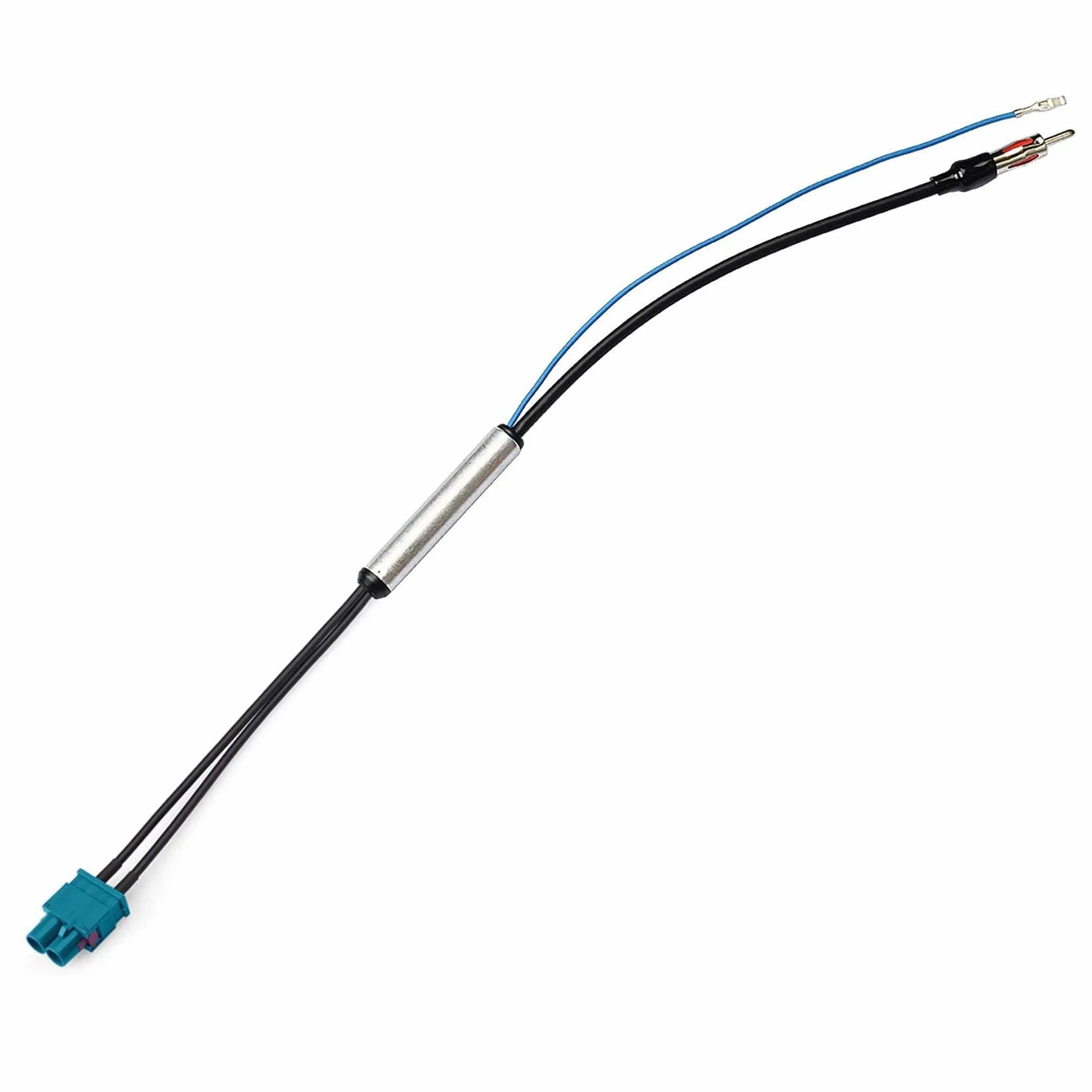 Bingfu Amplificatore Segnale Antenna Autoradio Auto, Adattatore da Doppio Maschio Fakra a Spina DIN per Volkswagen VW Golf Polo Audi BMW Unità Principale