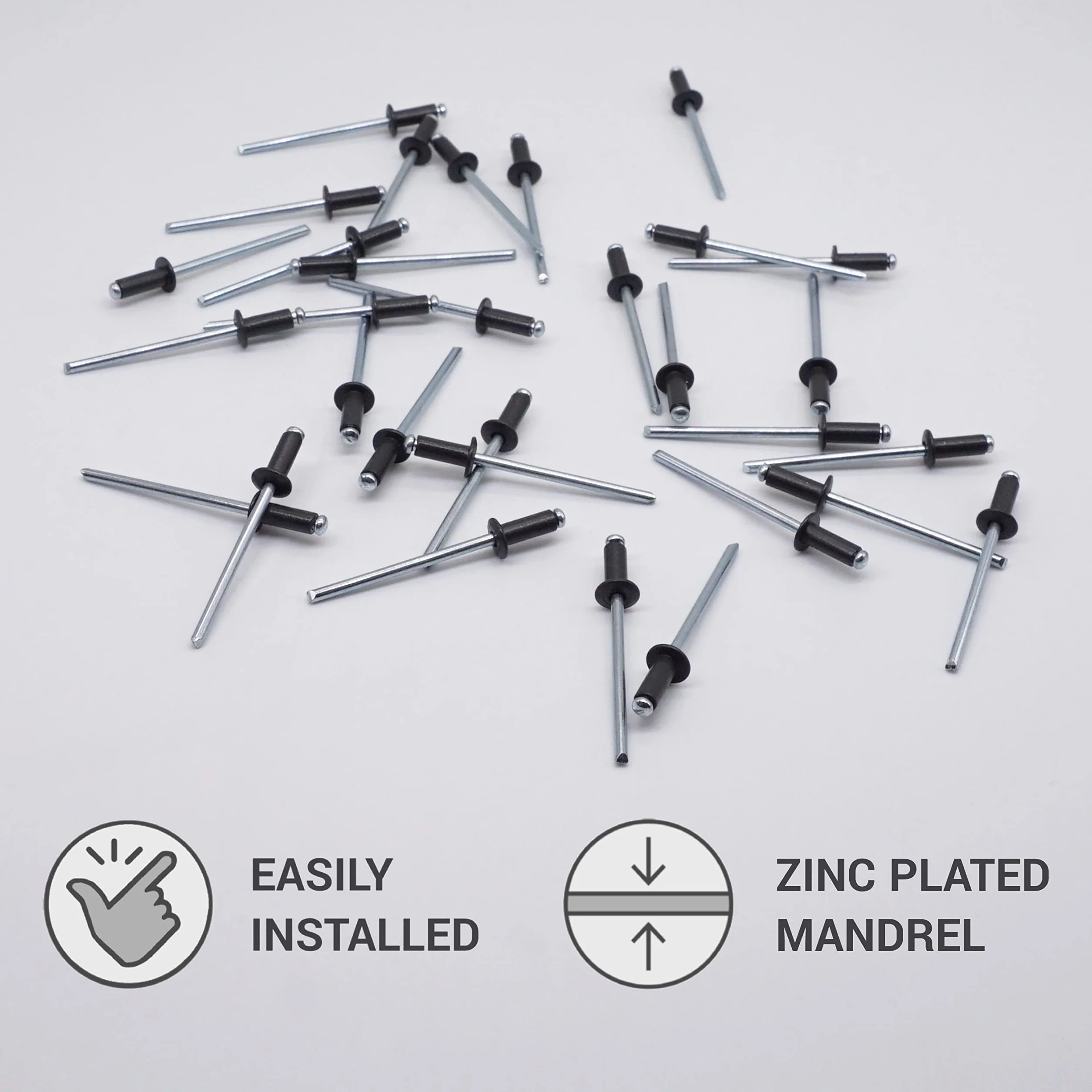 Marcopol Rivetti Ciechi Verniciati 3,2 x 8 mm DIN 7337 Alluminio Acciaio 100 Pezzi Grigio Antracite RAL 7016