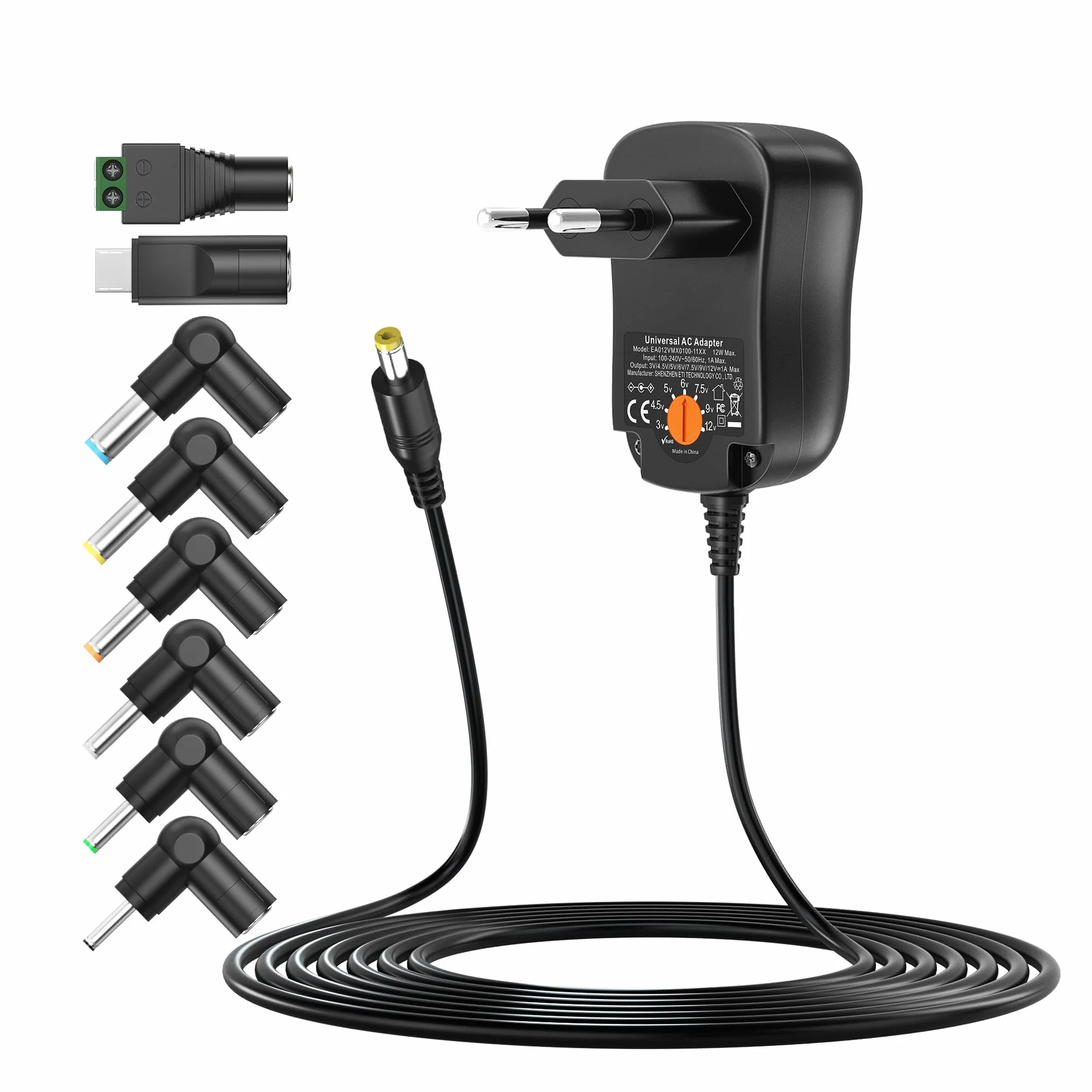 Outtag 12W Multi di tensioni caricatore universale adatto 3V 4.5V 5V 6V 7.5V 9V 12V 1A 1000mA per elettrodomestici LCD Wi-Fi Router Bluetooth altoparlante USB Caricabatterie Cellulari Smartphone
