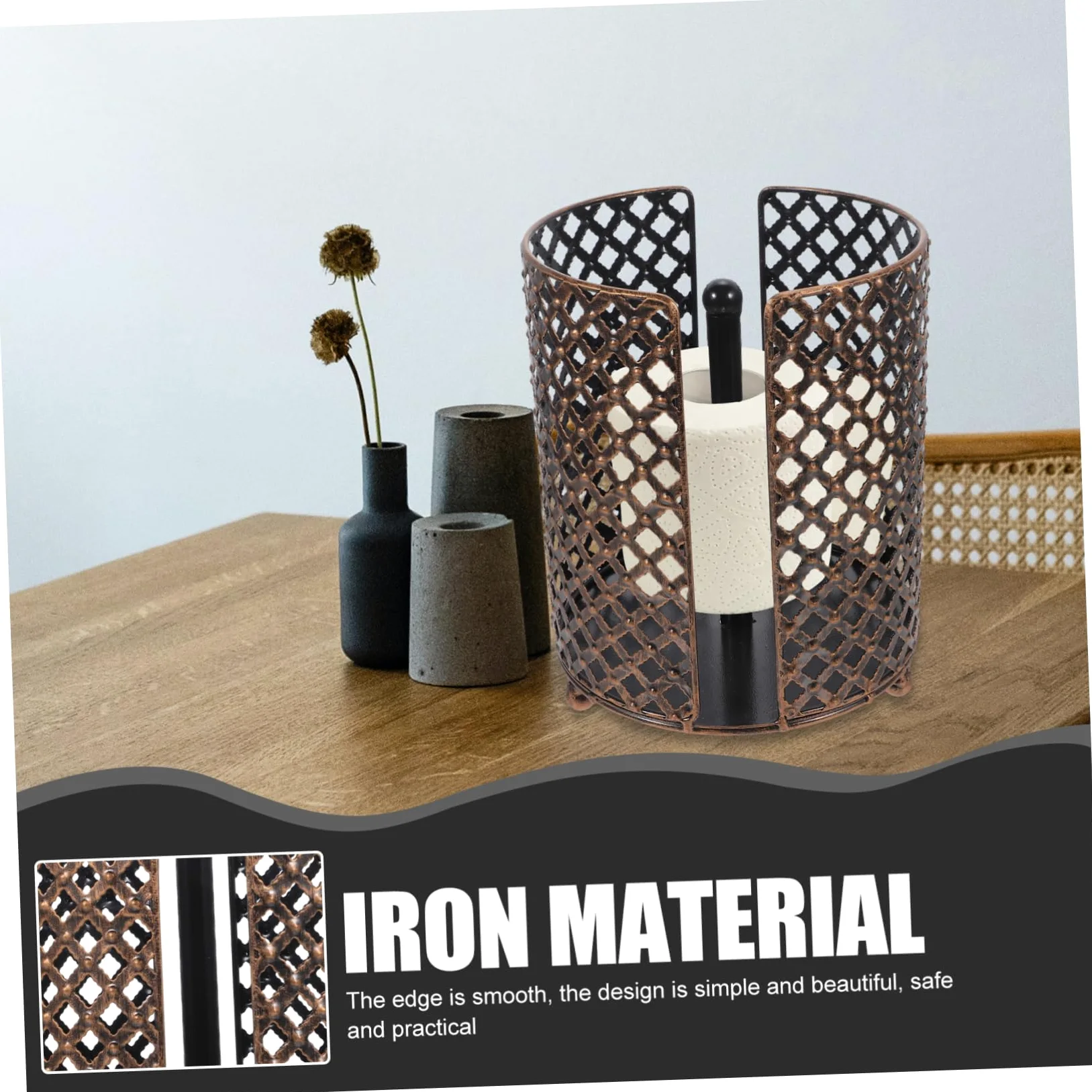 Portarotolo da Cucina in Ferro, Supporto Rotondo da Tavolo | Uso in Cucina o Toilette D’hotel, Installazione Semplice, Design Essenziale e Pratico per Carta in Rotolo