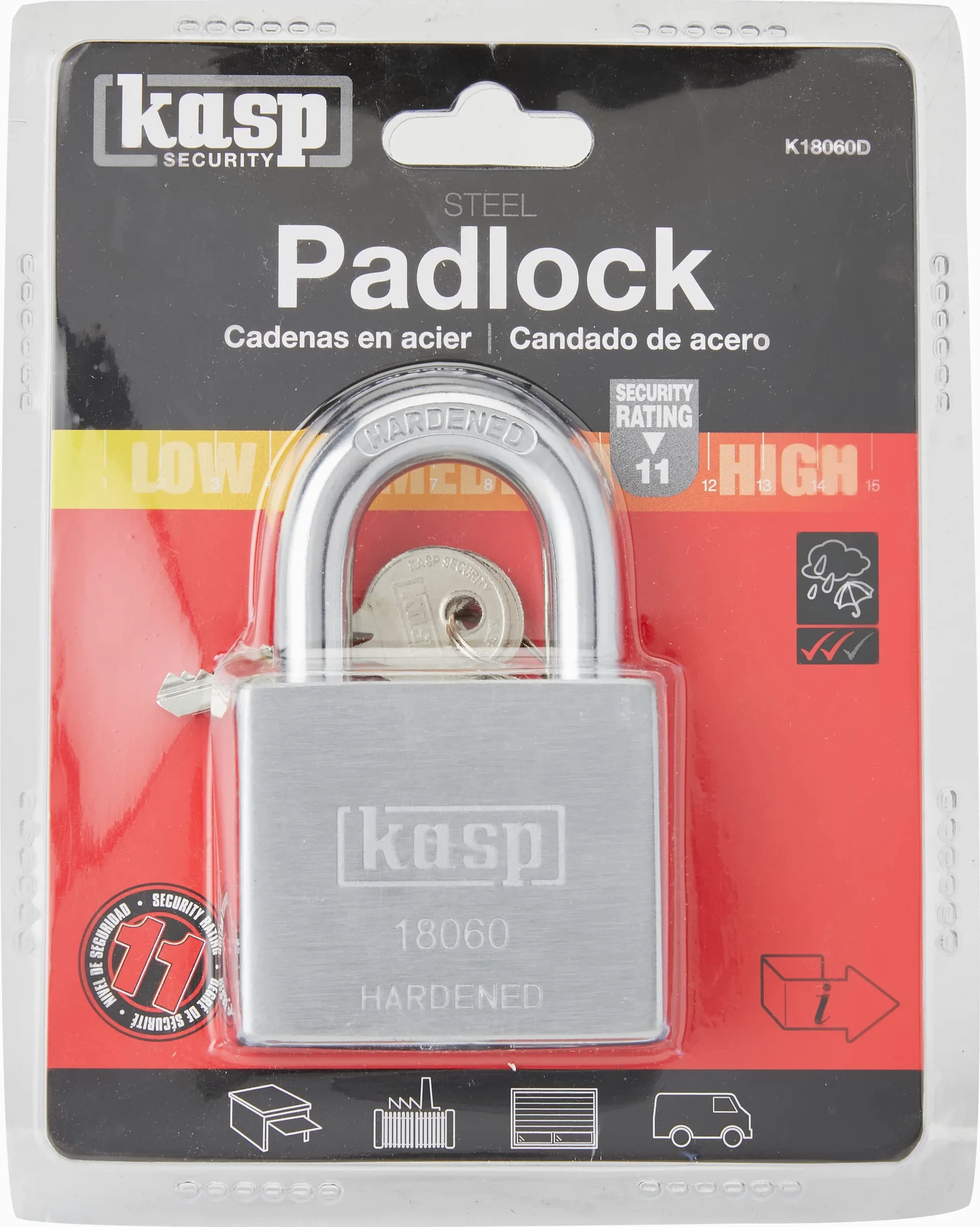 Kasp K18060D Lucchetto di acciaio, 60 mm, con protezione arco