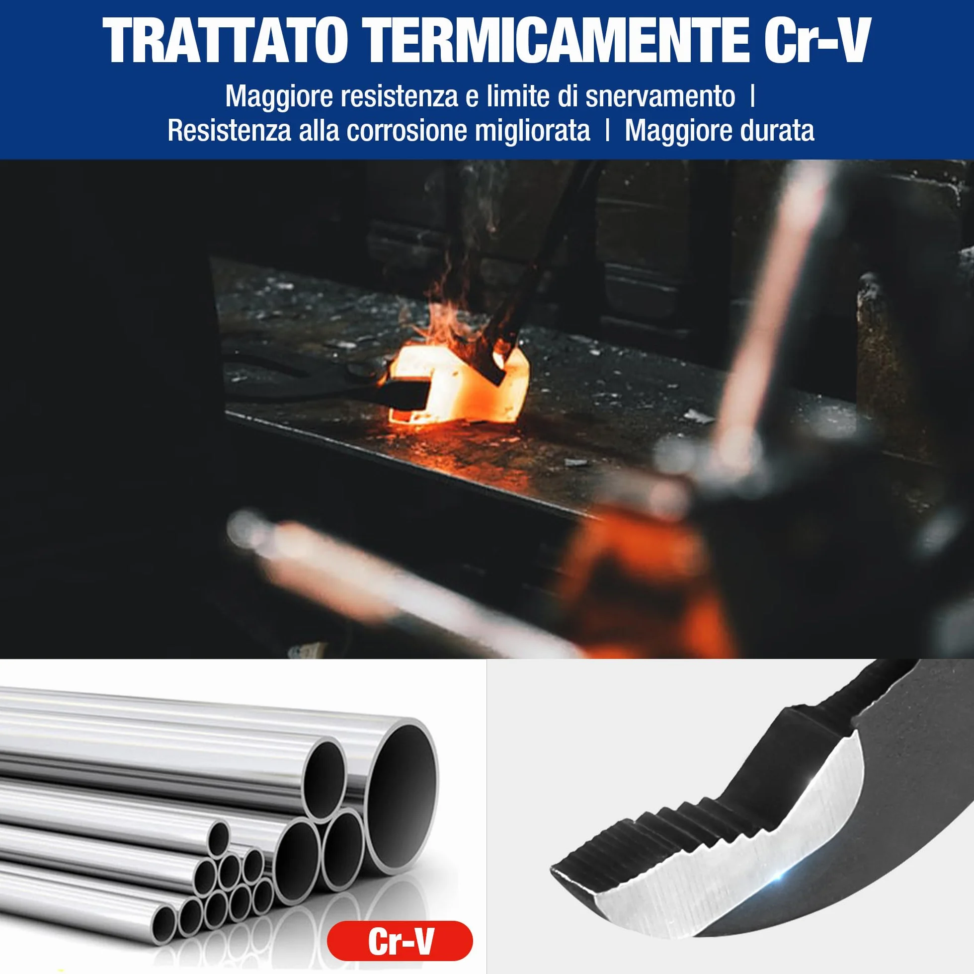 WORKPRO Pinze Regolabili per Tubi e Dadi 250mm, Pinza a Pappagallo a Regolazione Rapida