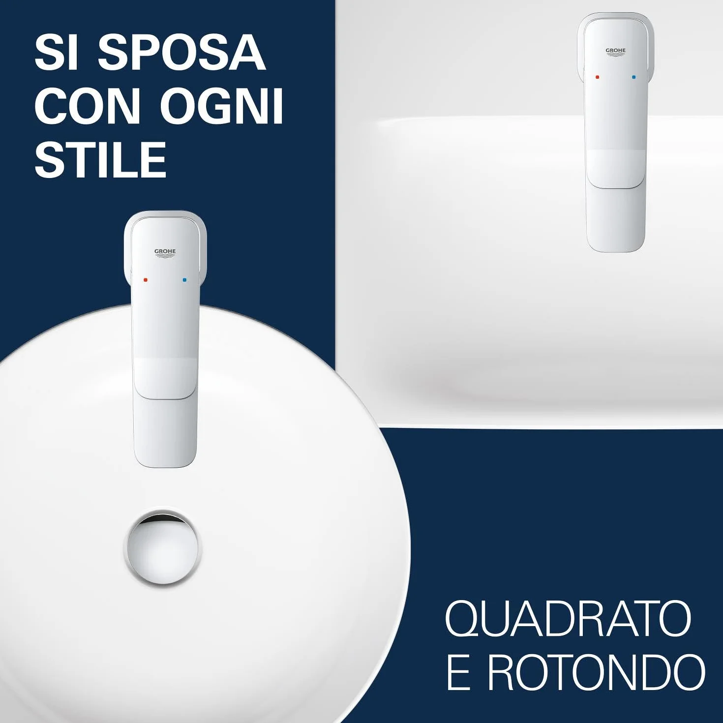 GROHE Dice Miscelatore vasca/doccia a vista con deviatore automatico parete leva metallo cartuccia ceramica 35 mm QuickSpanner Cromo
