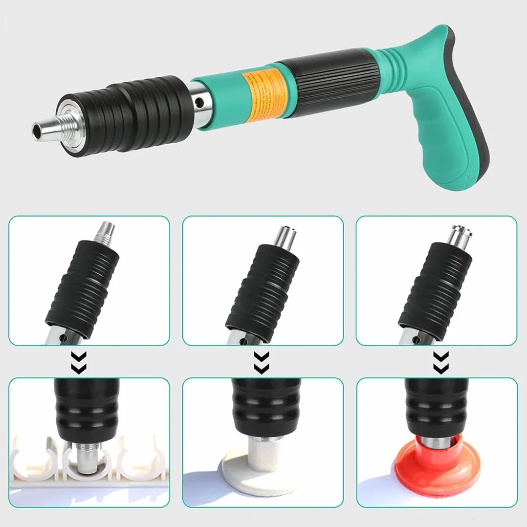 Rivettatrice Manuale Professionale - Pistola Sparachiodi ad Aria Compressa per Chiodi Tondi e Rivetti in Acciaio