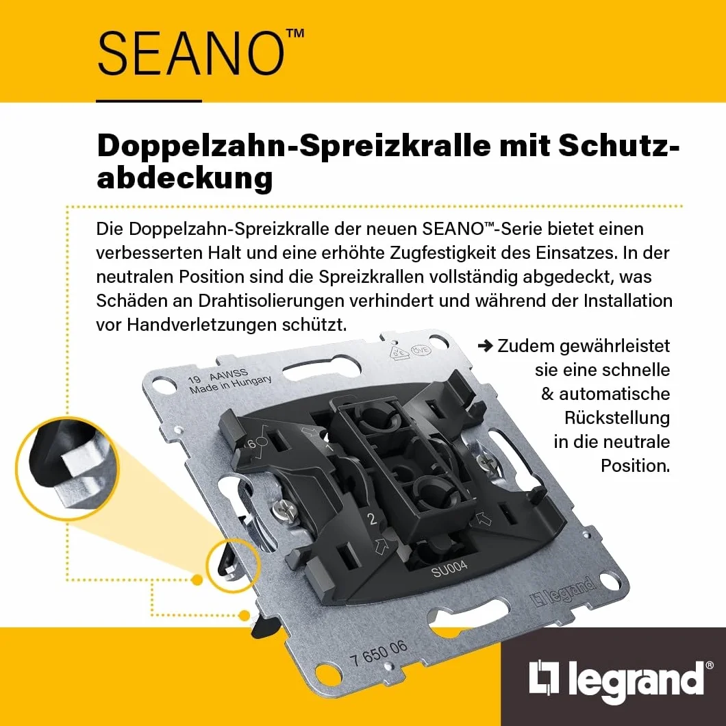 LEGRAND, SEANO 765040 - Dimmer rotativo universale, 300 W, senza conduttore neutro, sezione di fase/sezione, 5-300 W, con morsetti a vite, 2 conduttori