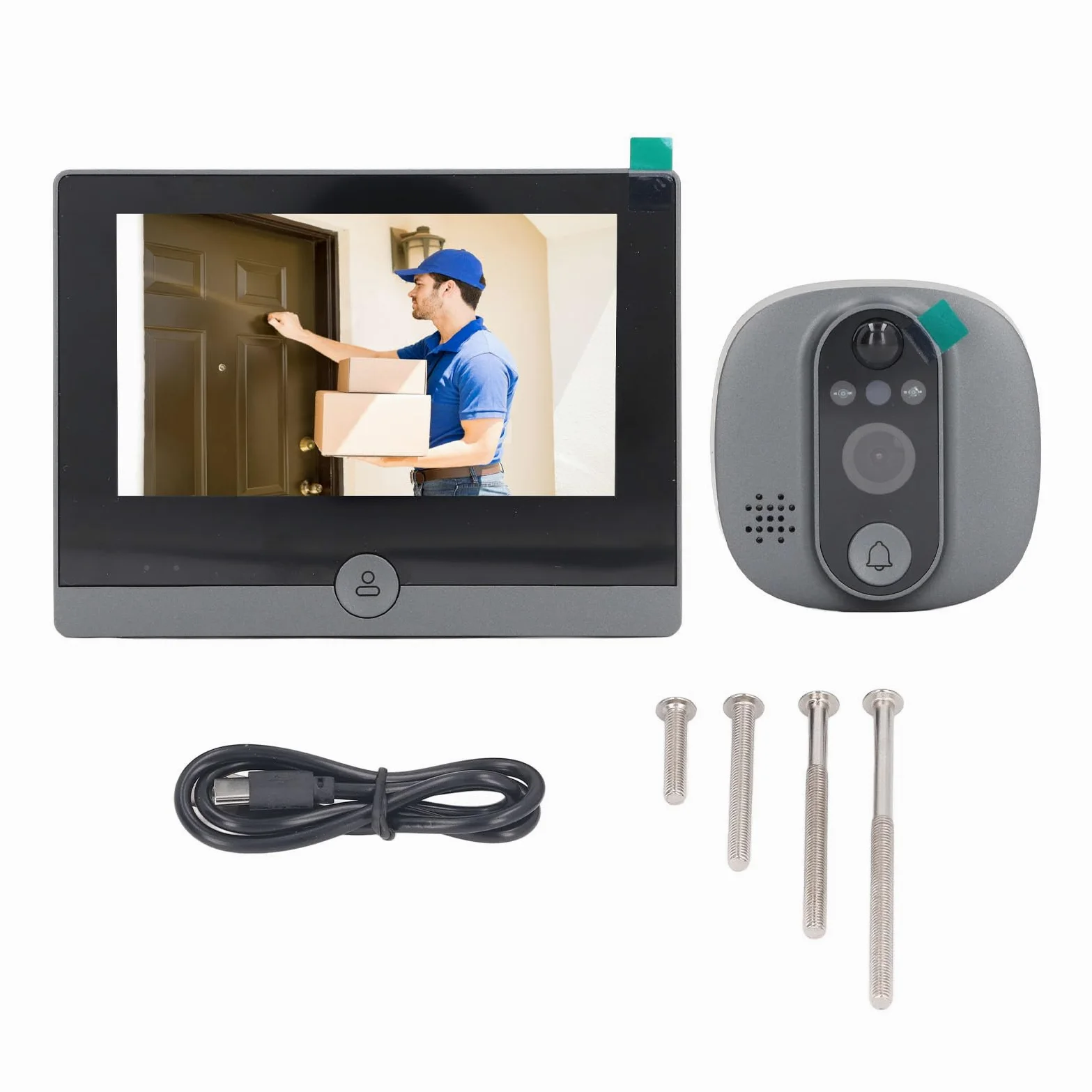 BuyWeek Spioncino Elettronico, 1080P 4,3 Pollici Telecamera Spioncino Audio Bidirezionale Spioncino Digitale WiFi con Rilevazione PIR