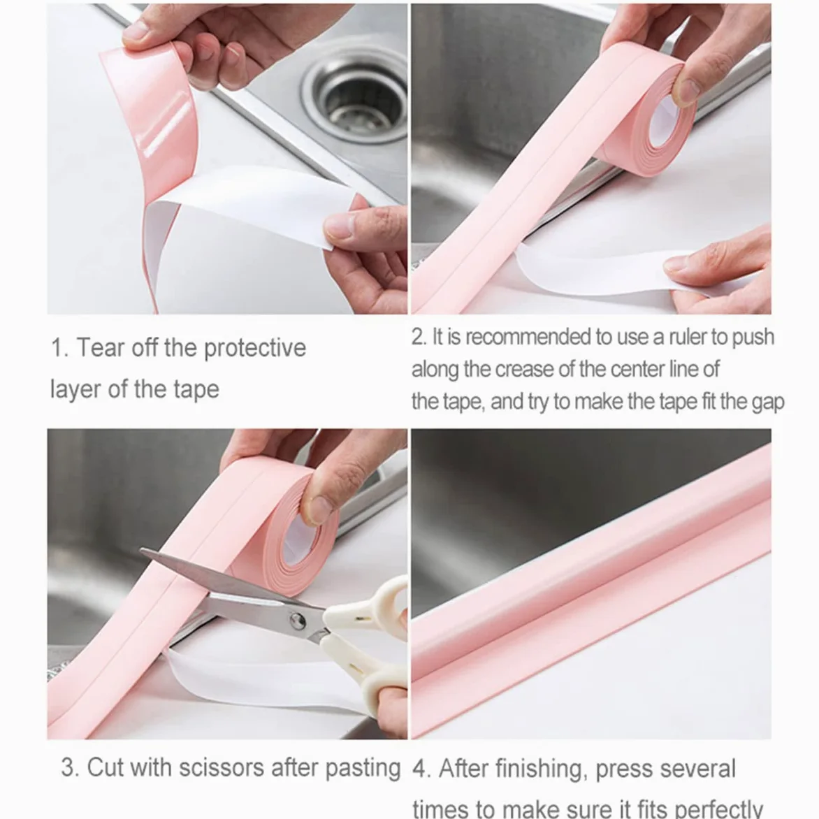 Striscia Sigillante Per Bagno 3,8 cm x 3,2 Metri (1,5"x126") Nastro Sigillante Sigillante Autoadesivo E Striscia Sigillante Impermeabile Per Cucina Bagno