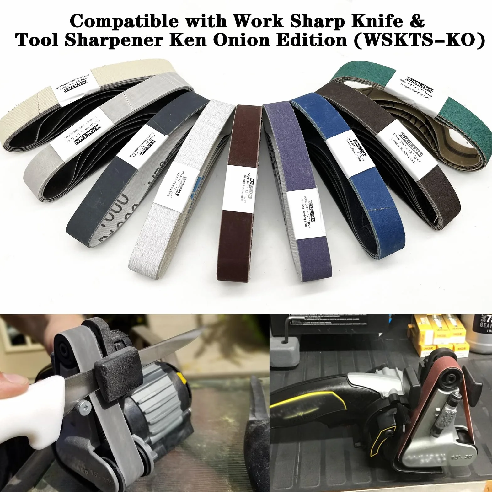 45 pezzi 3/4" x 30,5 cm kit di ricambio nastro abrasivo per lavoro affilato coltello e affilatore utensili Ken Onion Edition (WSKTS-KO), grana 80/120/240/400/600/800/1000/2500/5000