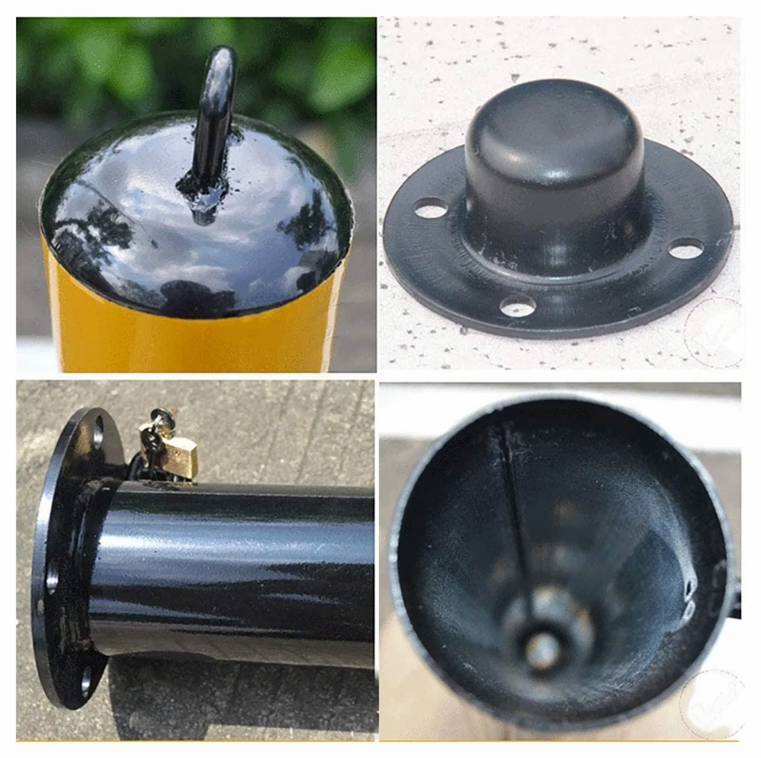 Paletti di Sicurezza per vialetti d'accesso e Set di Catene in plastica da 5 m, paletti di parcheggio con Anello di Sospensione e Nastro Riflettente, Base Mobile
