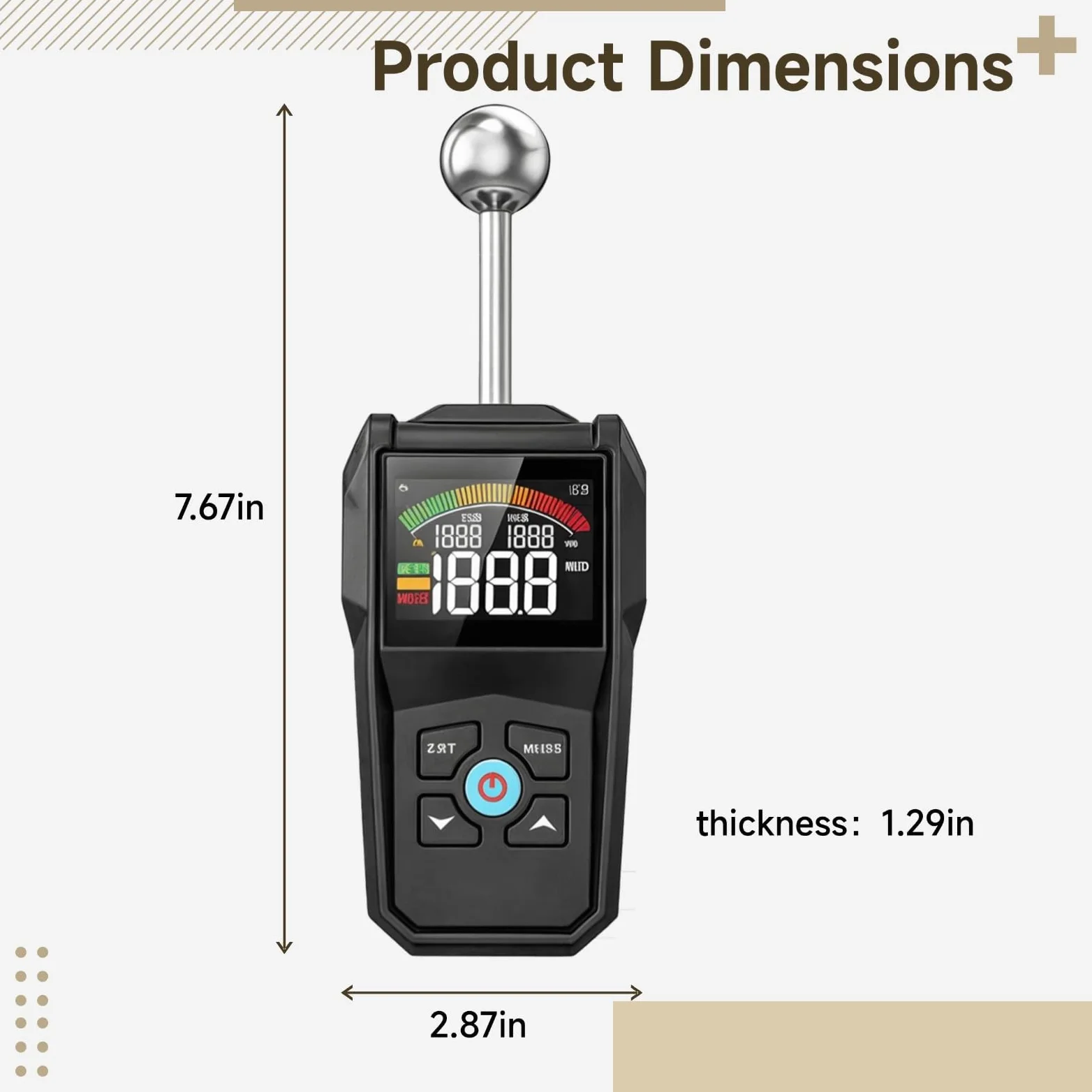Misuratore di umidità senza pin per legno, tester digitale di umidità con display LCD e allarme, lettore di umidità non distruttivo per muratura in legno a secco, rileva da 0,8 a 5,1 cm