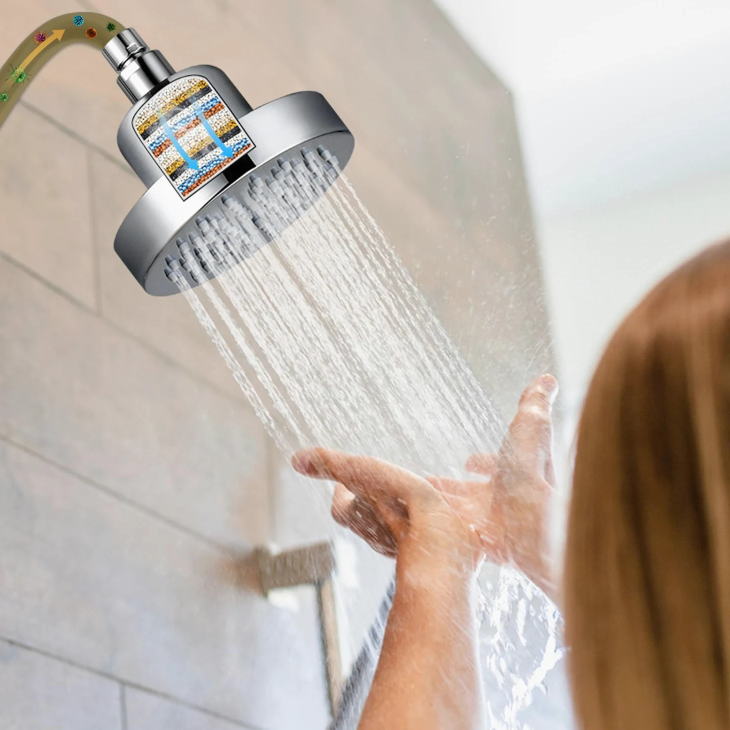 G-Promise Confezione da 3 cartucce di ricambio per filtro doccia a 15 fasi, filtro doccia per acqua dura, universalmente compatibile con qualsiasi design simile, addolcitore d'acqua per doccia ad alto