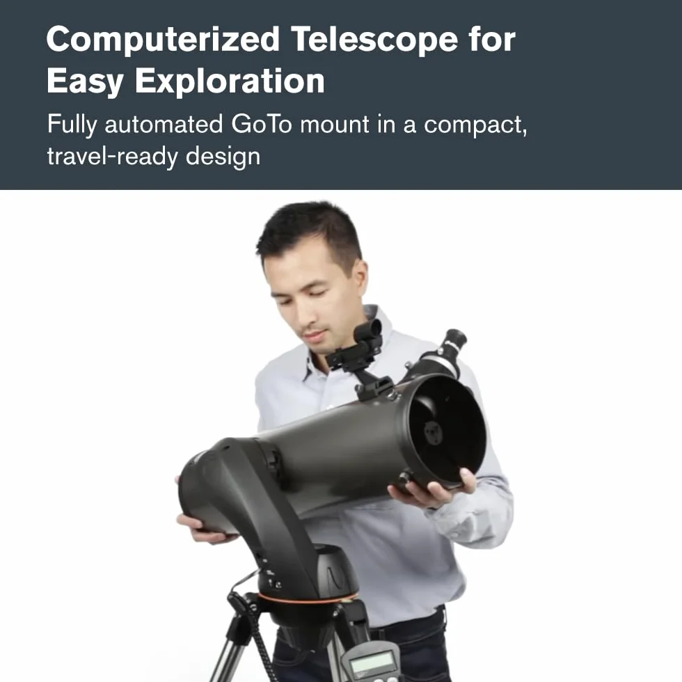 Celestron 31145 NexStar 130SLT Telescopio riflettore newtoniano computerizzato portatile con montatura a forcella a sgancio rapido, software Starry Night Special Edition, grigio