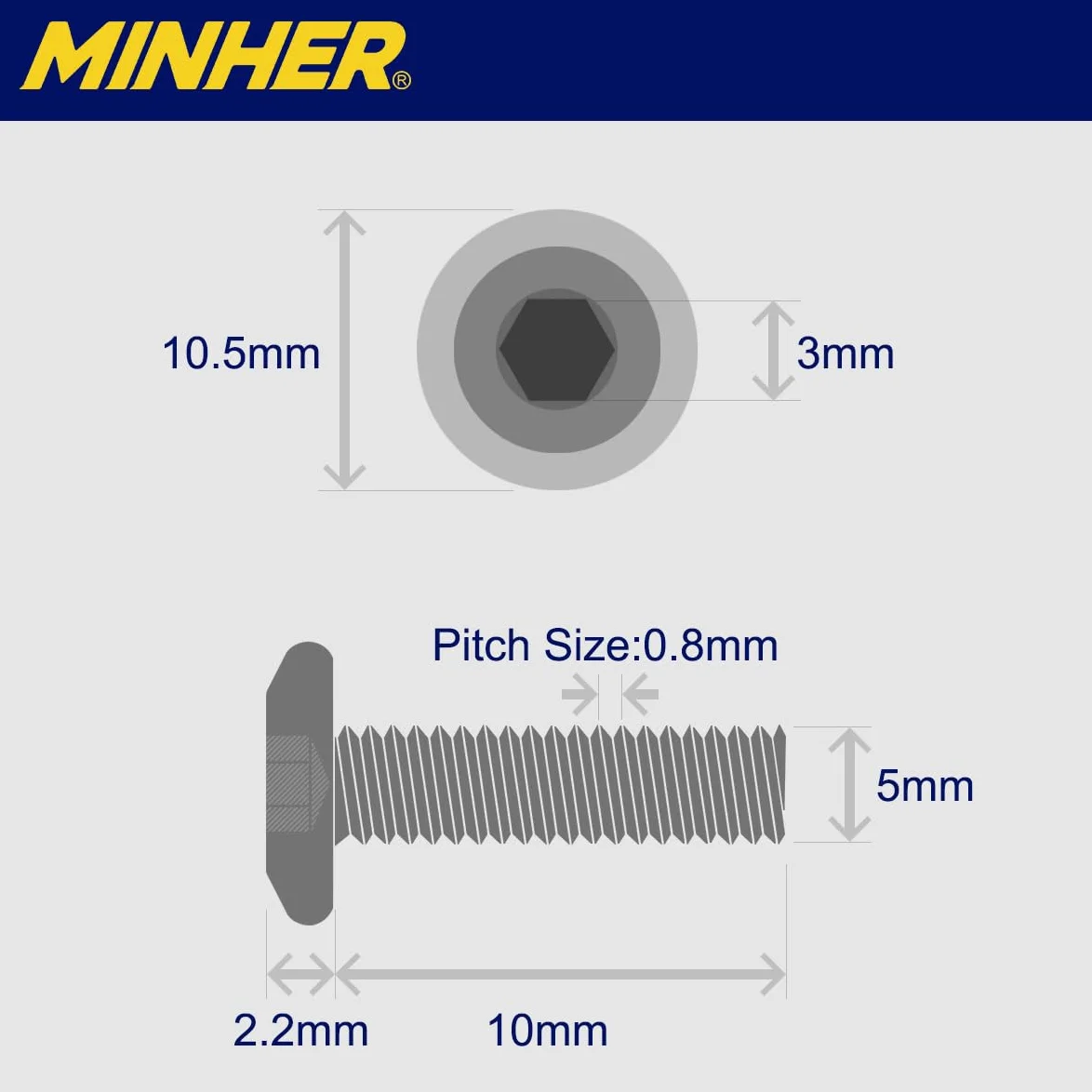 Bulloni a Testa Piatta Esagonale M5 x 10mm Acciaio Inossidabile A2 V2A Finitura Ossidata Nera