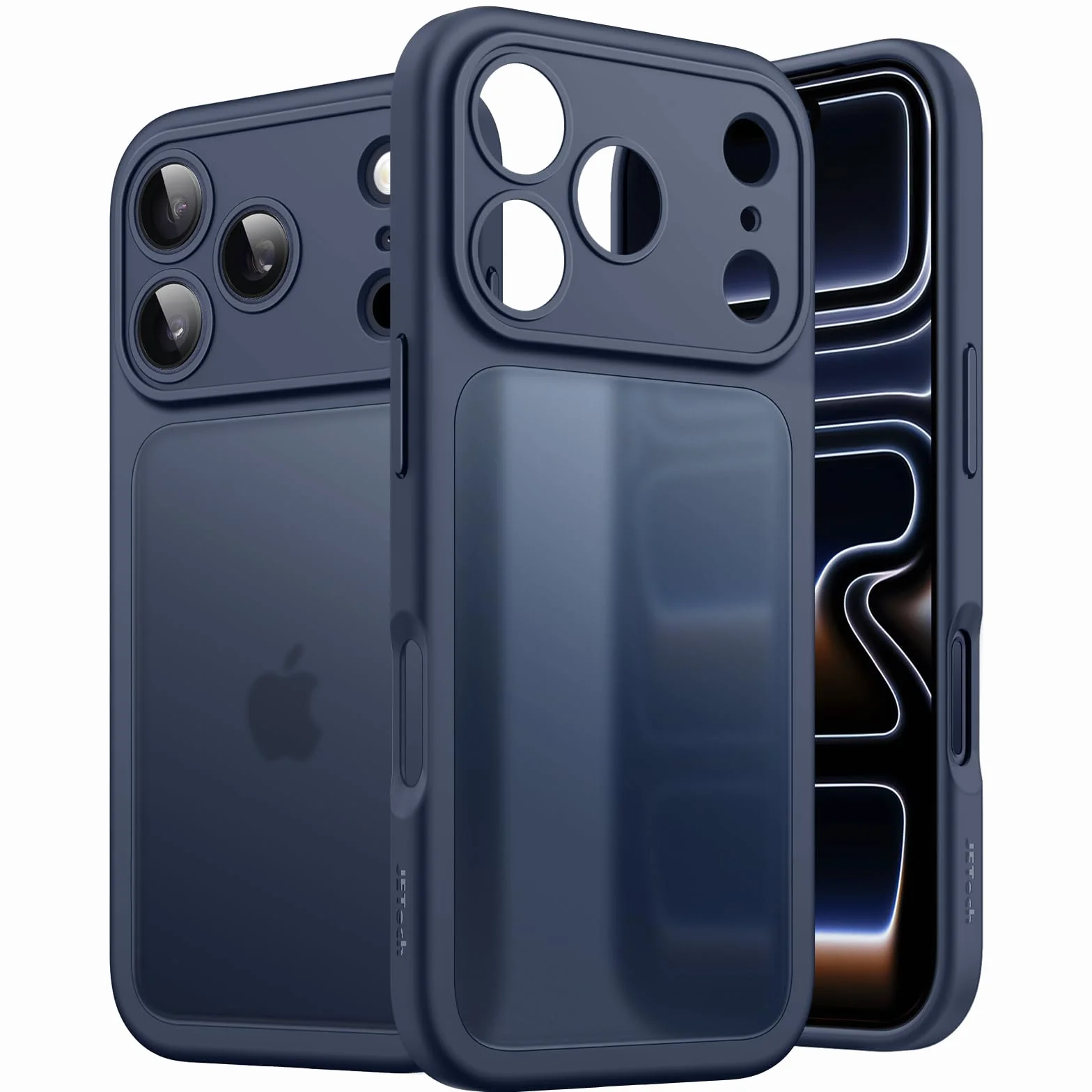 JETech Cover Opaca per iPhone 17 Pro 6,3 Pollici, Protezione Anticaduta Antiurto Grado Militare, Protezione Completa Lenti Fotocamera, Custodia Minimalista Retro Traslucido Satinato (Blu Scuro)