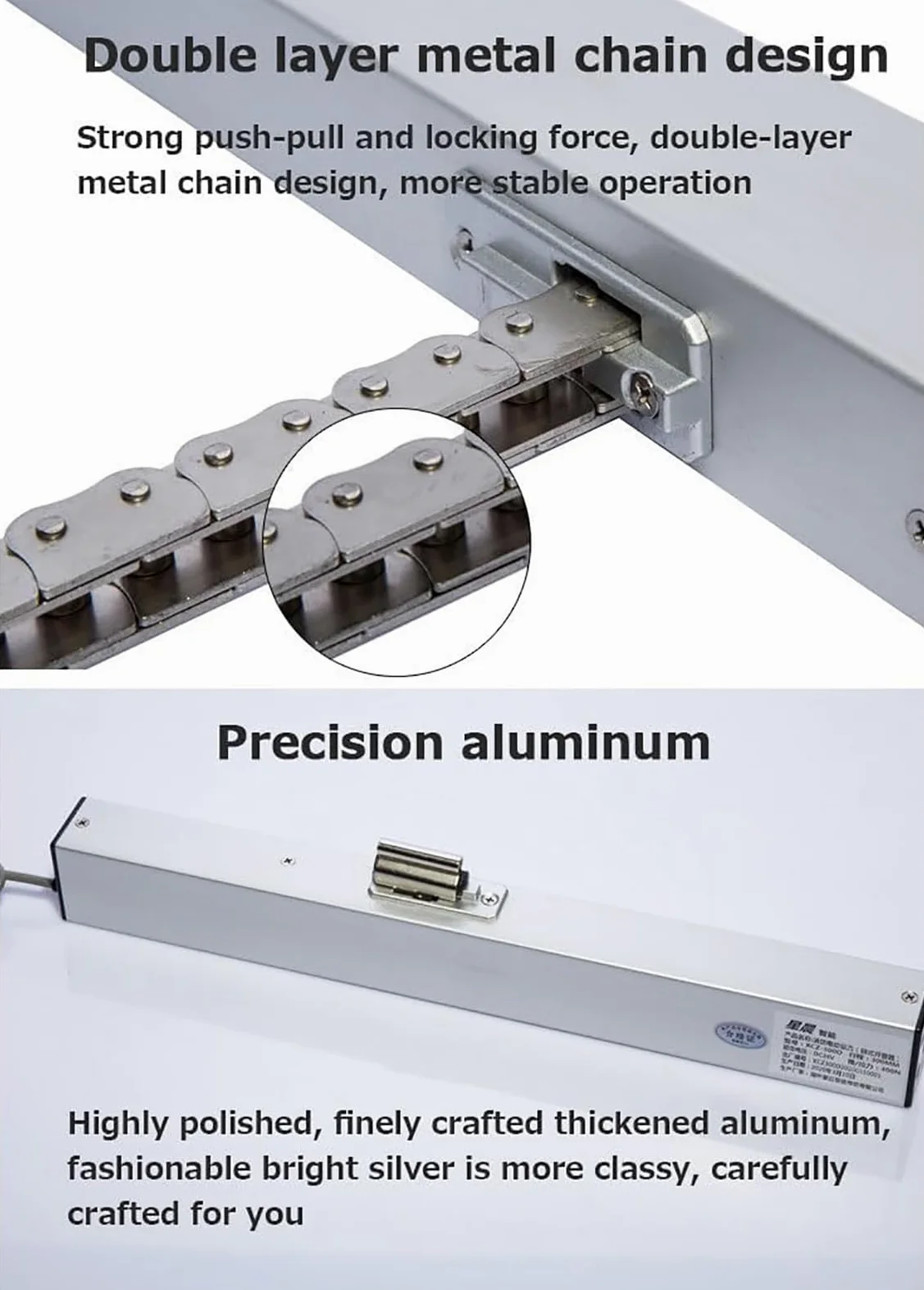 Attuatore elettrico automatico per finestra aperta, telecomando, catena a doppio strato, silenzioso, corsa 300-1000 mm, per ventilazione del tetto del lucernario