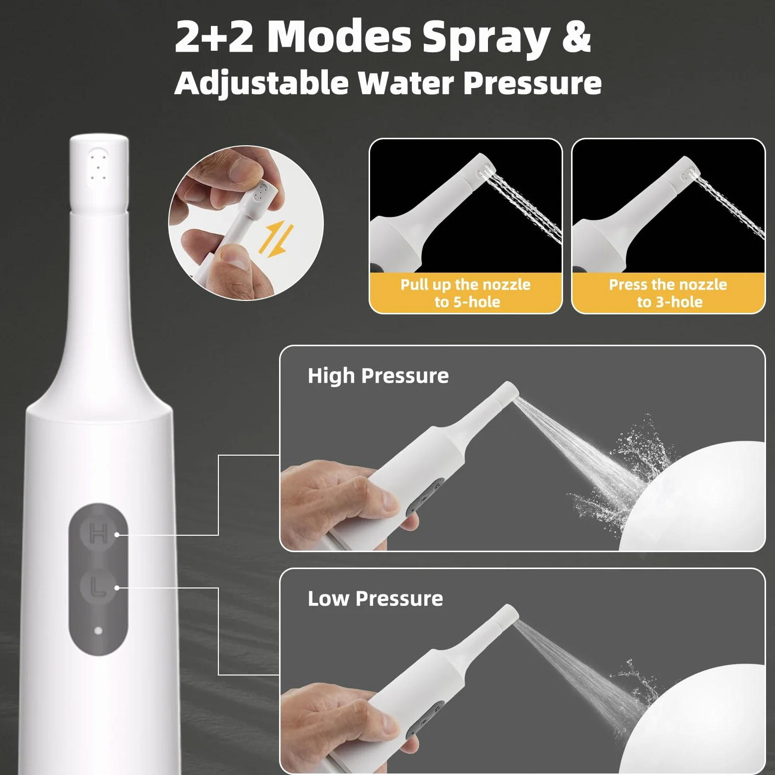 Hibbent Bidet portatile da viaggio, spruzzatore elettrico portatile ad alta pressione, bottiglia espandibile da 350-550 ml per igiene personale, ricaricabile USB-C, impermeabile, bidet da viaggio per