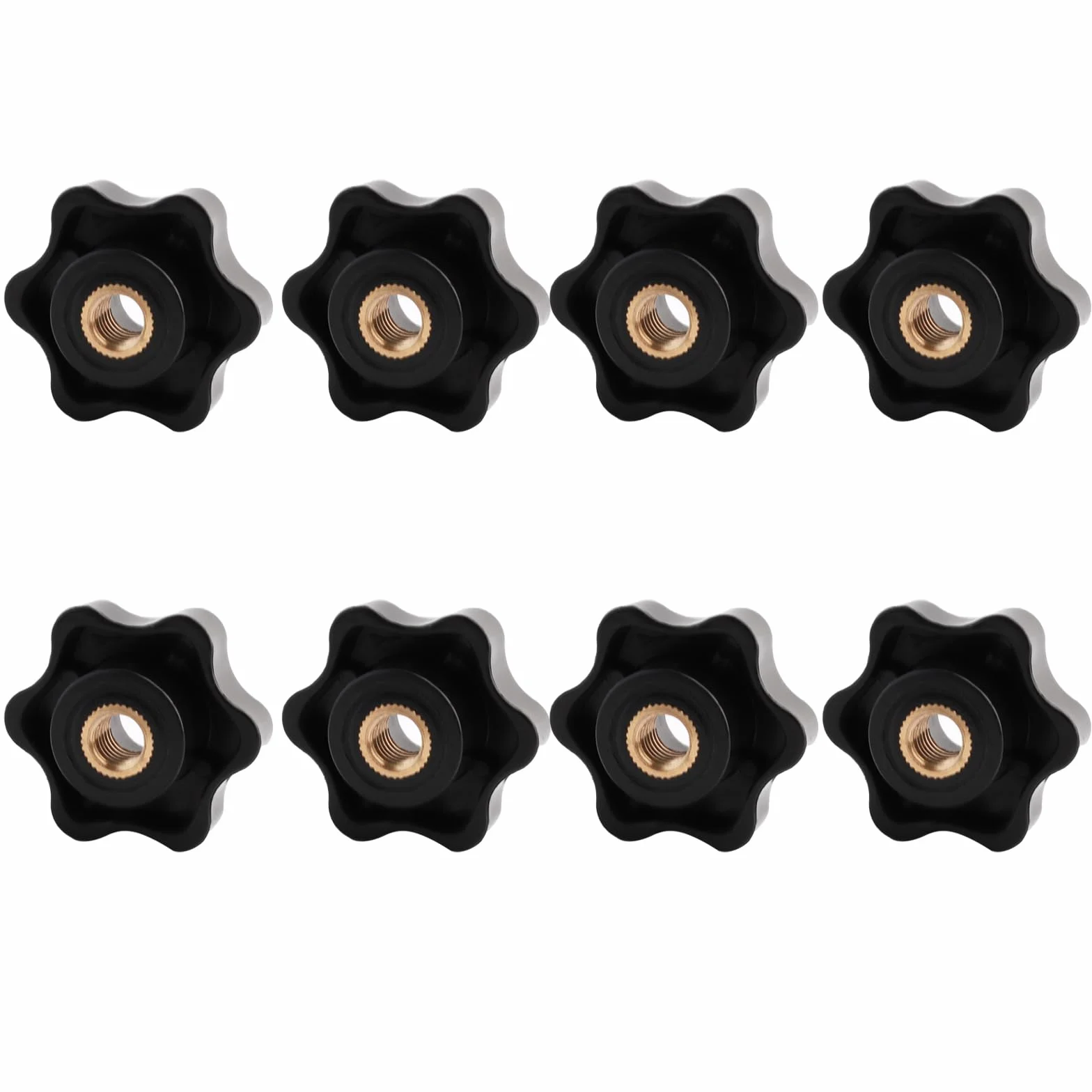 Dadi a stella M8 diametro esterno 38 mm plastica nera filettatura ottone per macchine utensili fitness