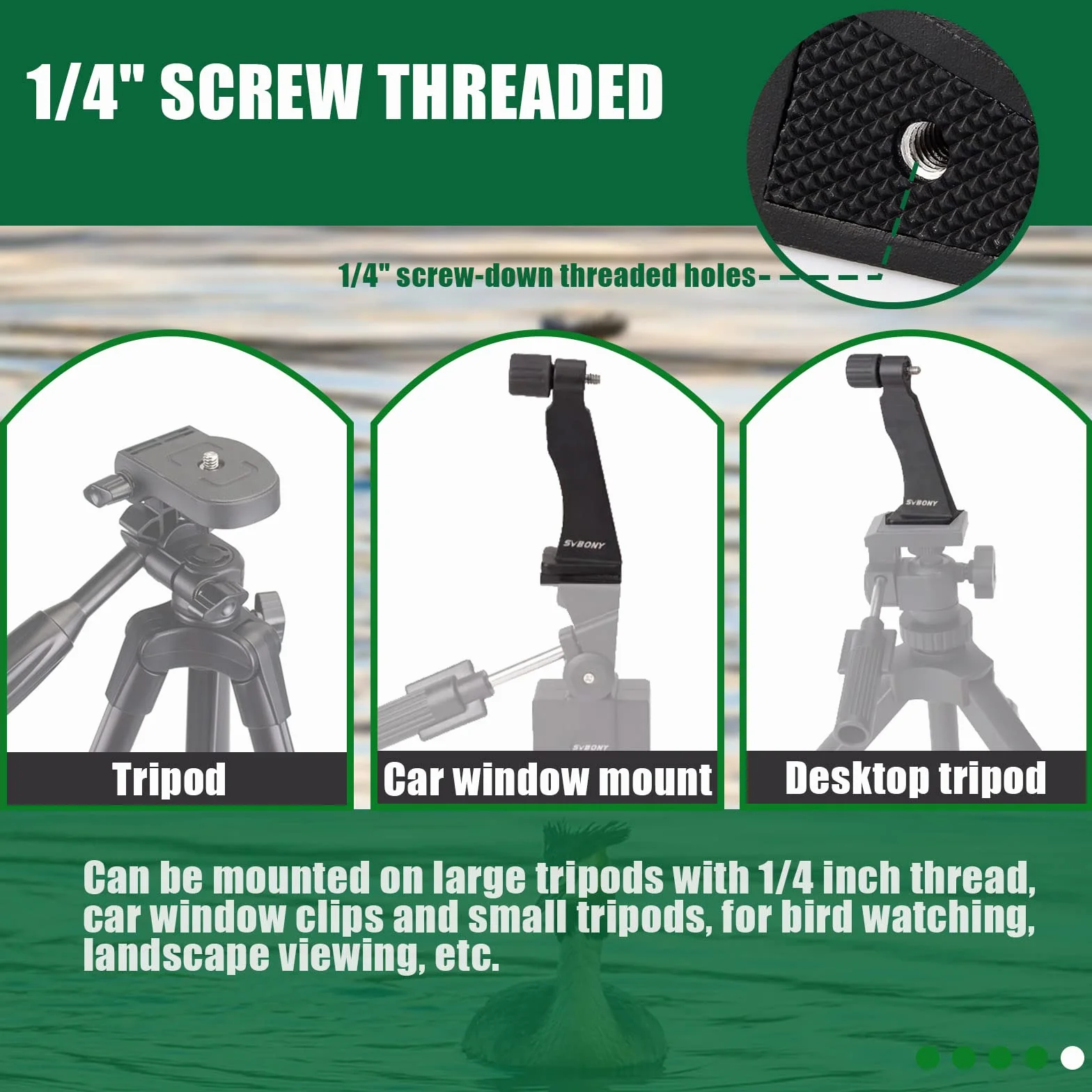 Svbony Adattatore Treppiede 1/4 inch Completamente in Metallo Binocolo Treppiede Adattatore per Bird Watching Osservazione della Fauna Selvatica (0.7cm)