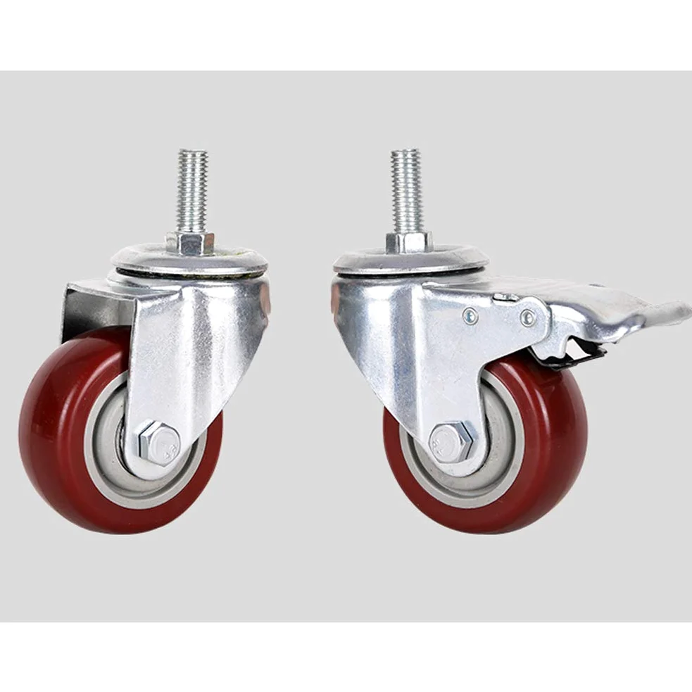 Confezione da 4 ruote girevoli M12 resistenti per mobili da 75 mm/100 mm/125 mm, capacità 360 kg, 480 kg, con freno, silenziose, in nylon, per trasporto industriale, in poliuretano, ideali per