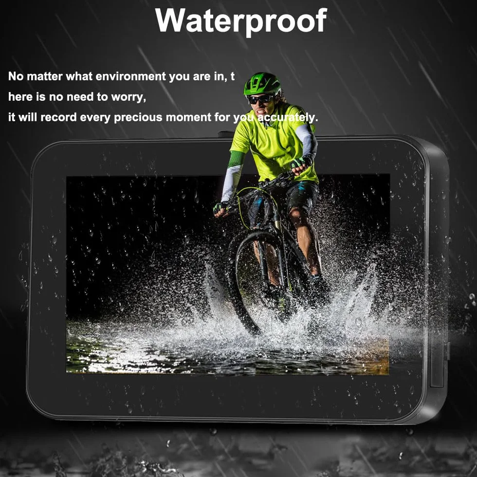 Telecamera posteriore per bicicletta VSYSTO, display HD impermeabile da 4,3 pollici con GPS, controller cablato, visione notturna a infrarossi, display di temperatura e calorie