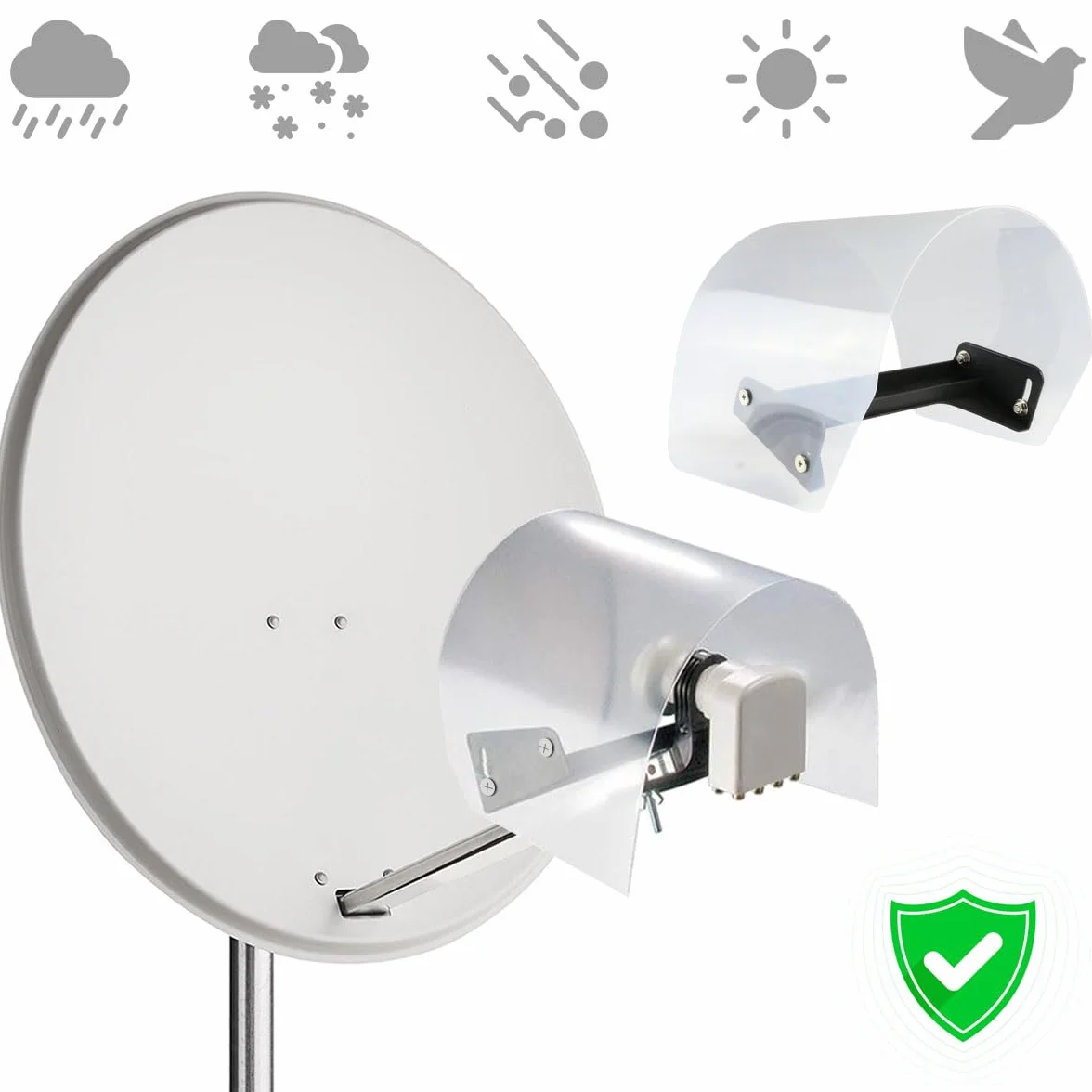 GSS LNB protezione dalle intemperie per 2 LNB, protezione dalle intemperie, protezione LNC da pioggia, grandine e neve, protezione LMB per parabola satellitare, copertura LNB