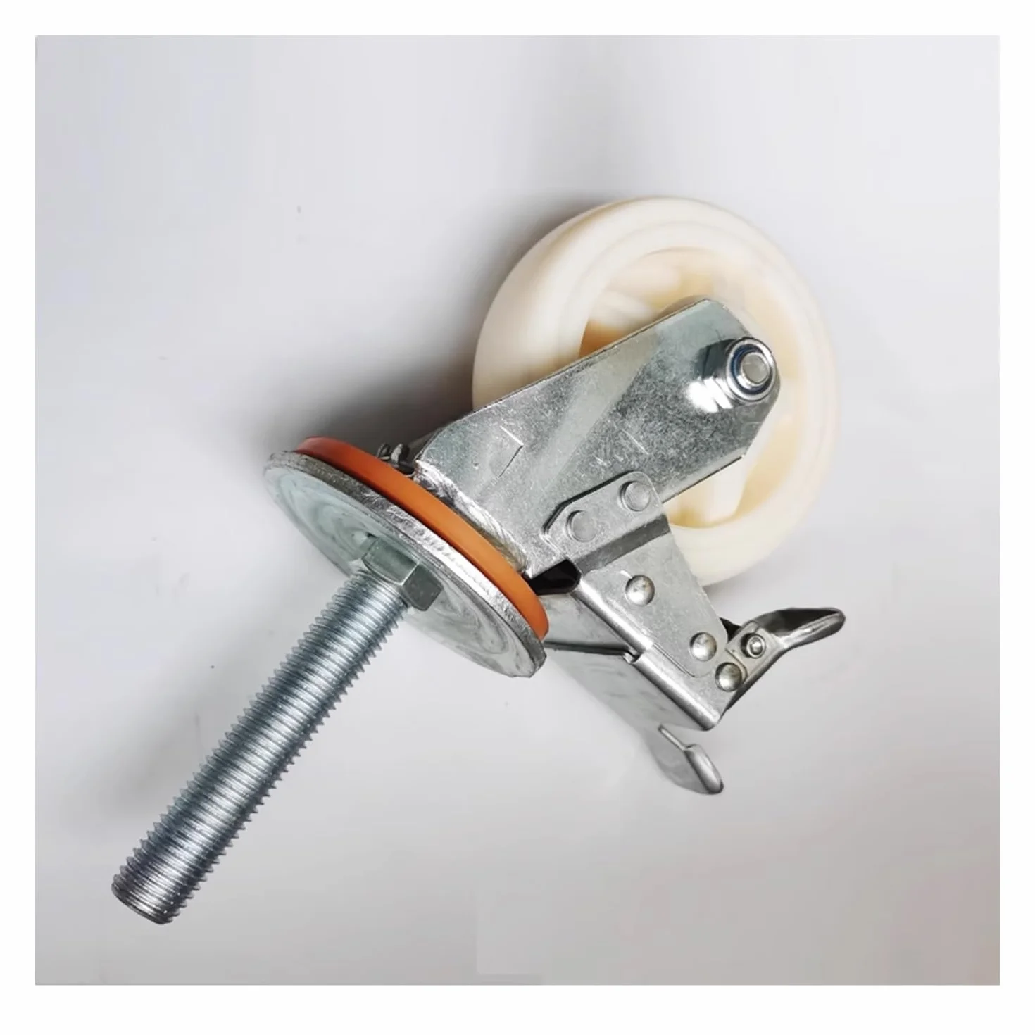 Ruote piroettanti con Stelo filettato M20 - Ruote girevoli in Nylon per impieghi gravosi da 5 Pollici con Freno, Ruote industriali per macchinari e Attrezzature, Set da 4 con Cuscinetto