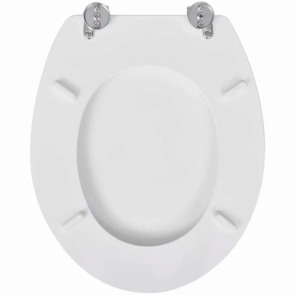 Sedile WC in MDF, bianco, confezione da 2 | Cerniere extra forti in zinco cromato, regolabili da 12 a 20 cm, facili da pulire, per famiglie e alberghi