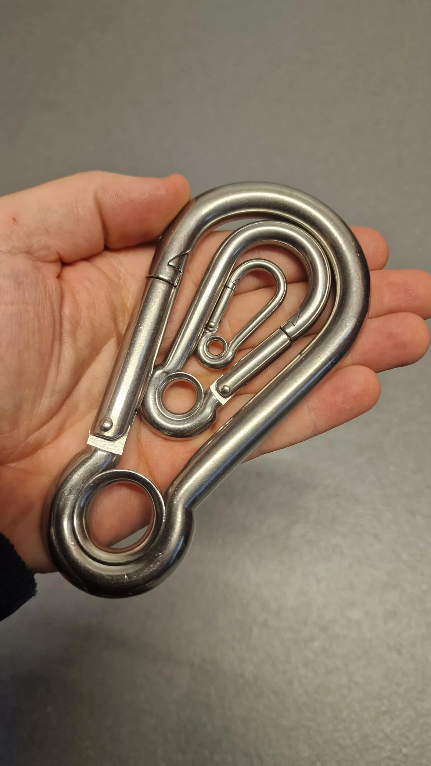 316 A4 Stainless Steel Carabiner Snap Hook with Eyelet 50-140mm Pack of 2
