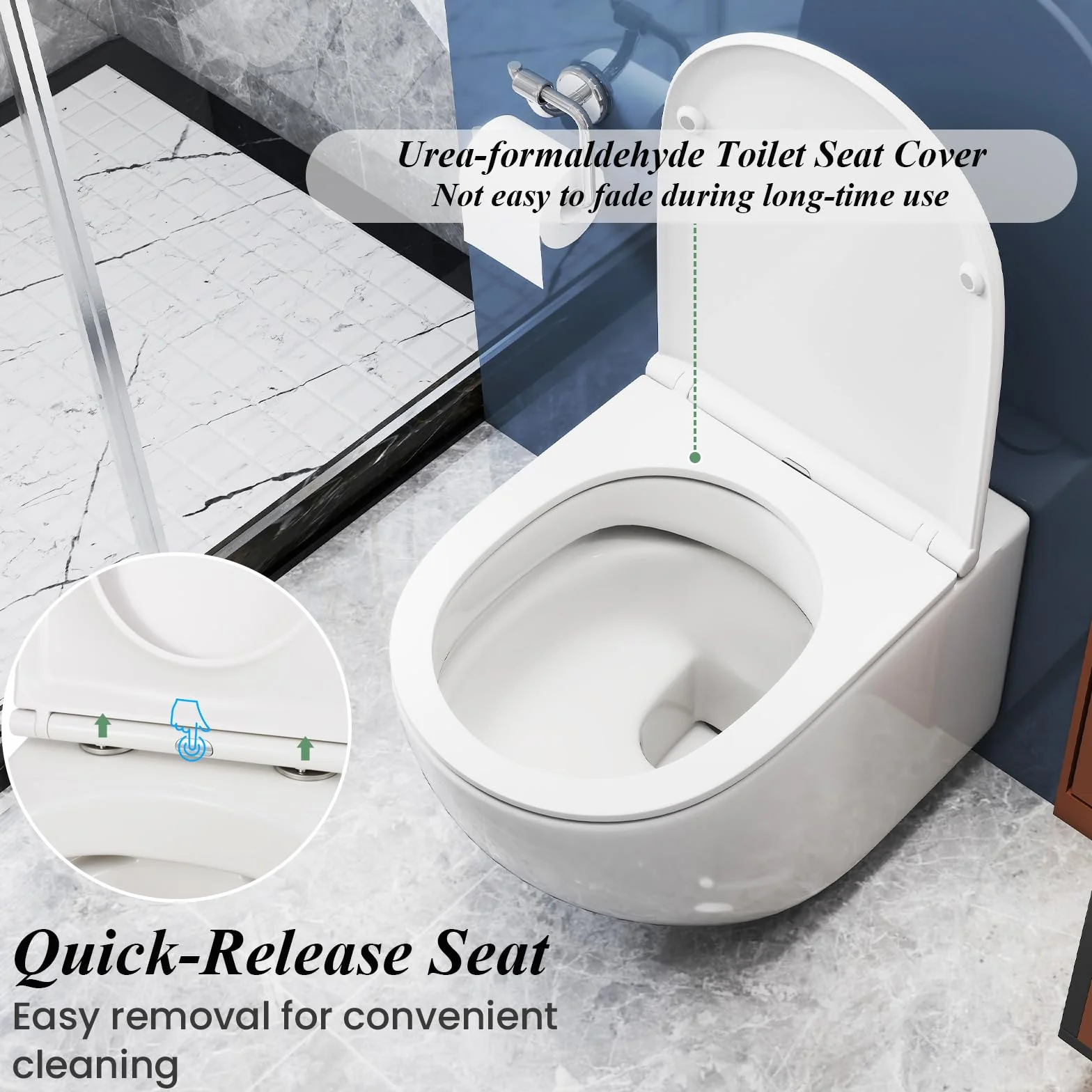 LIFEZEAL Water Sospeso Sanitari a Muro Incasso WC Copriwater a Chiusura Rallentata Sedile Kit di Montaggio Doppio Scarico Ceramica