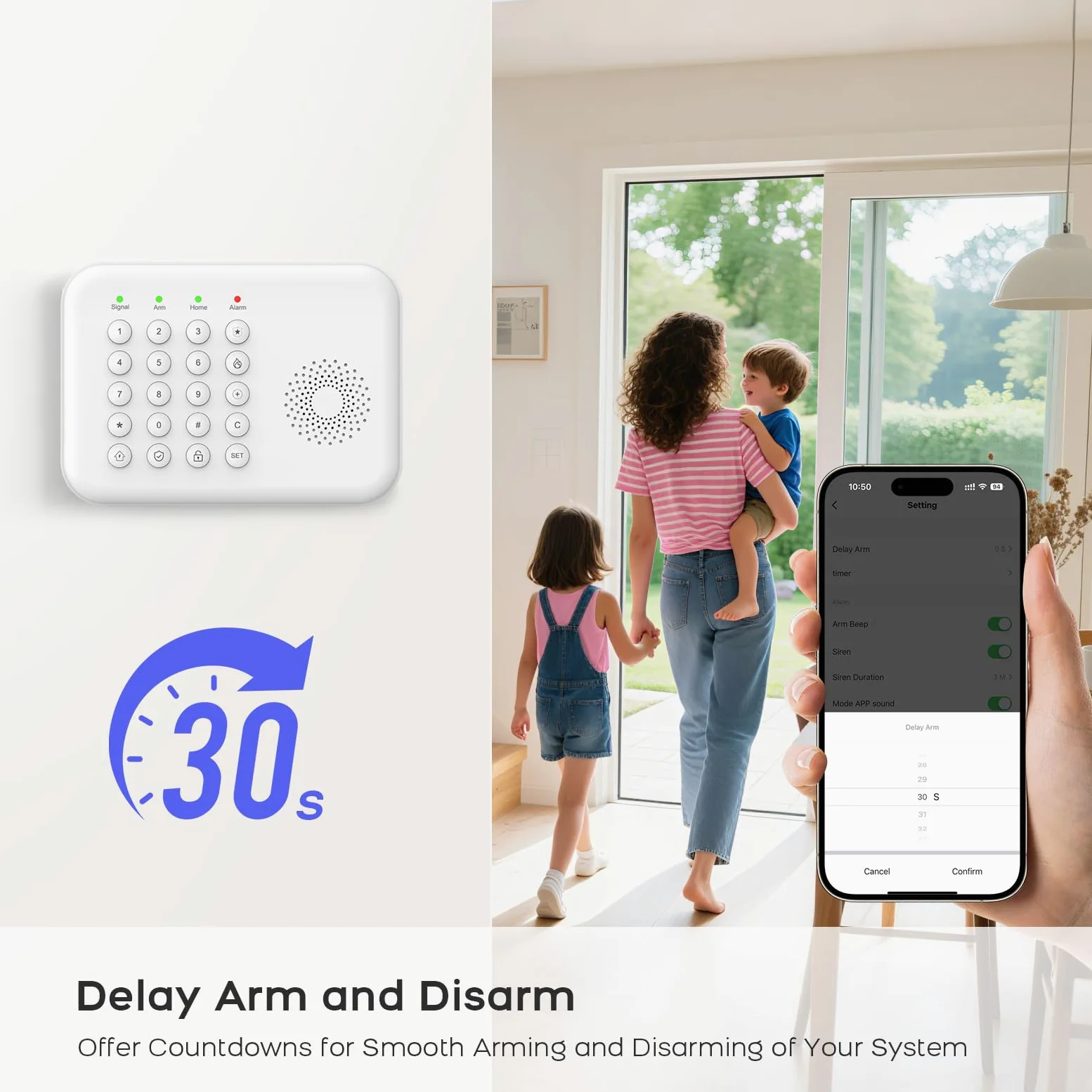 Kit sistemi di sicurezza domestica wireless, sistema di allarme 4G/WiFi + GSM con selezione automatica, app e controllo vocale, senza costi mensili, compatibile con Alexa e Google Assistant