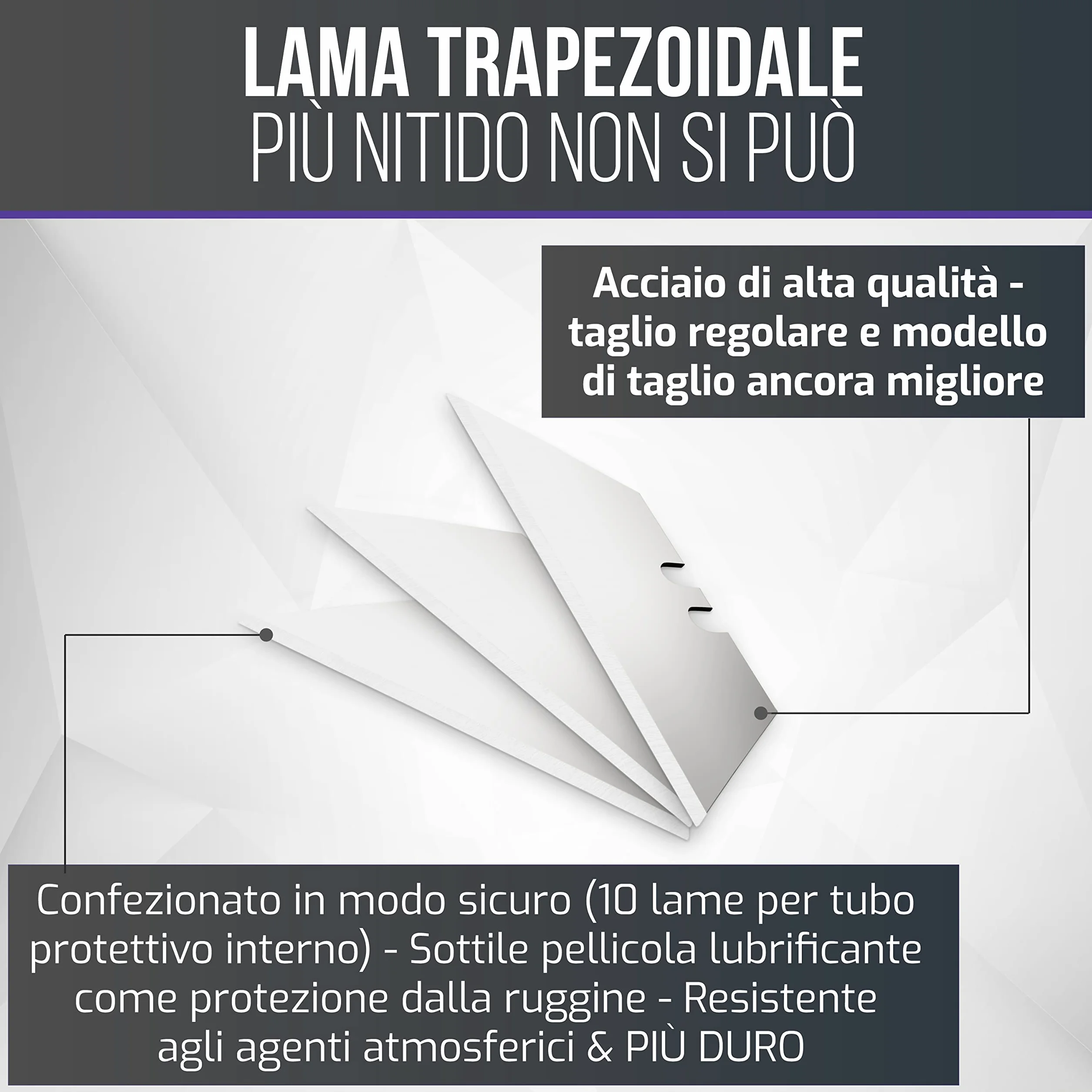 Filzada 120x PROFI Lame trapezoidali per coltelli per tappeti 0,5 x 0,5 mm