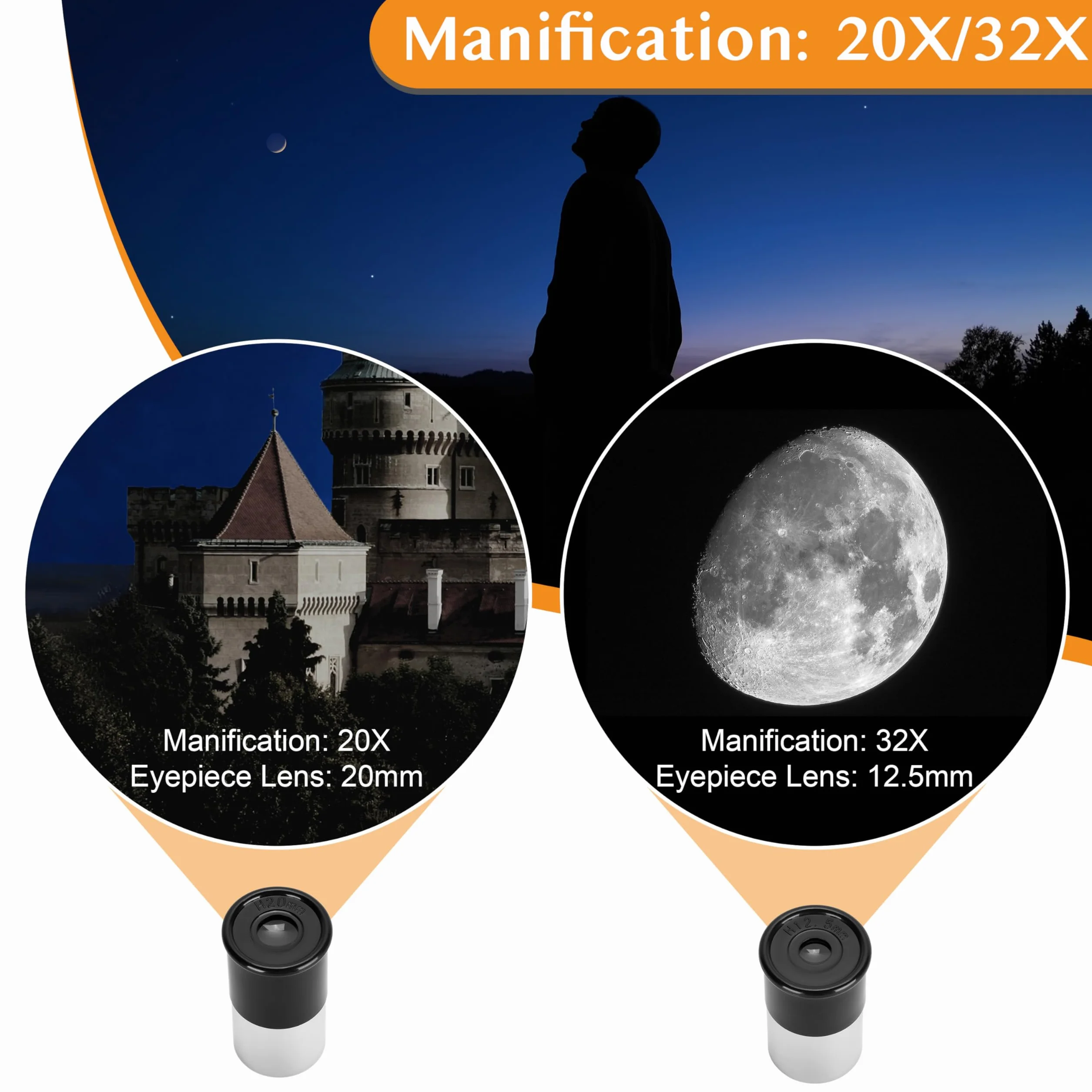 AOMEKIE Telescopio per Bambini con un Treppiede Mirino e Bussola Come Regalo Telescopio Rifrattore per Regali di Natale