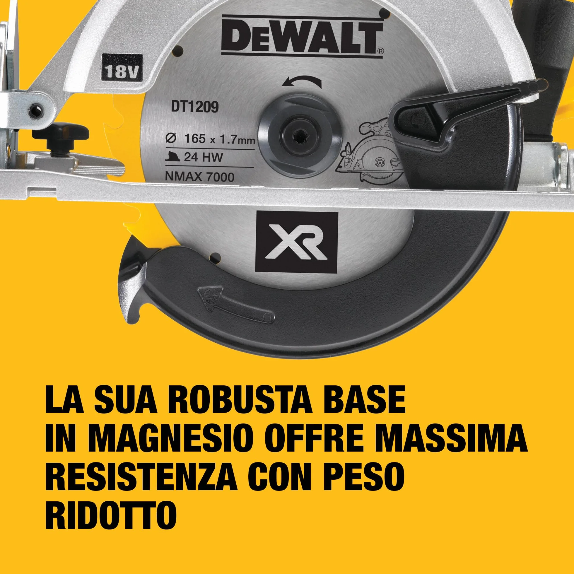 DEWALT Sega circolare 165mm a batteria XR, in valigetta TSTAK senza batteria e caricabatterie, 18V, DCS391NT-XJ