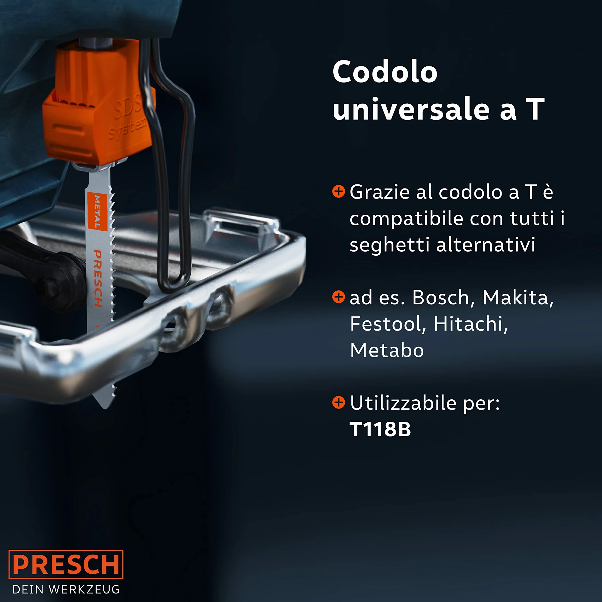 Presch Lame seghetto alternativo Metallo 10 pz. - Tagli precisi in lamiere di medio spessore (2,5-6mm) - Lame per seghe durature con codolo a T per tutti i seghetti alternativi