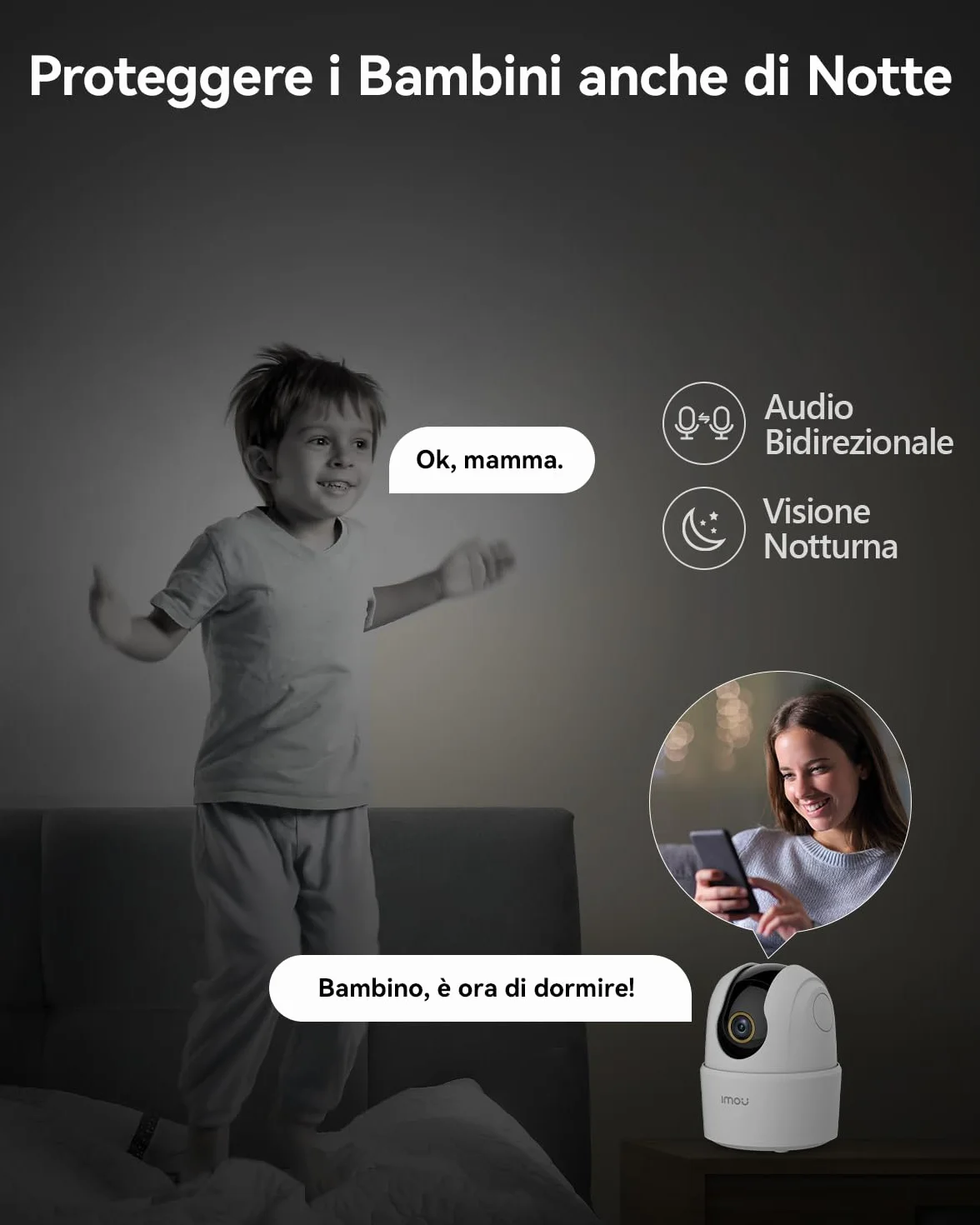 Imou 4MP Telecamera Wi-Fi Interno Videocamera Sorveglianza 2.5K, Rilevamento Umano, Audio Bidirezionale, Tracciamento di Movimento con Sirena, Compatibile con Alexa, Rotazione a 360°, 2.4Ghz Ranger 2C