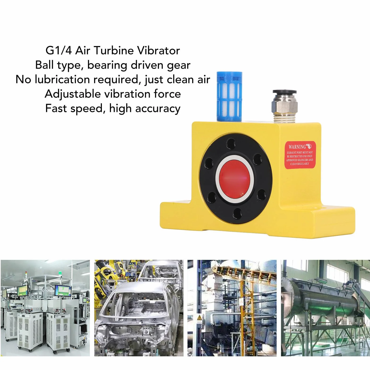 Vibratore a Turbina Ad Aria Compressa G1/4 Pollici con Silenziatore, Oscillatore Pneumatico Industriale