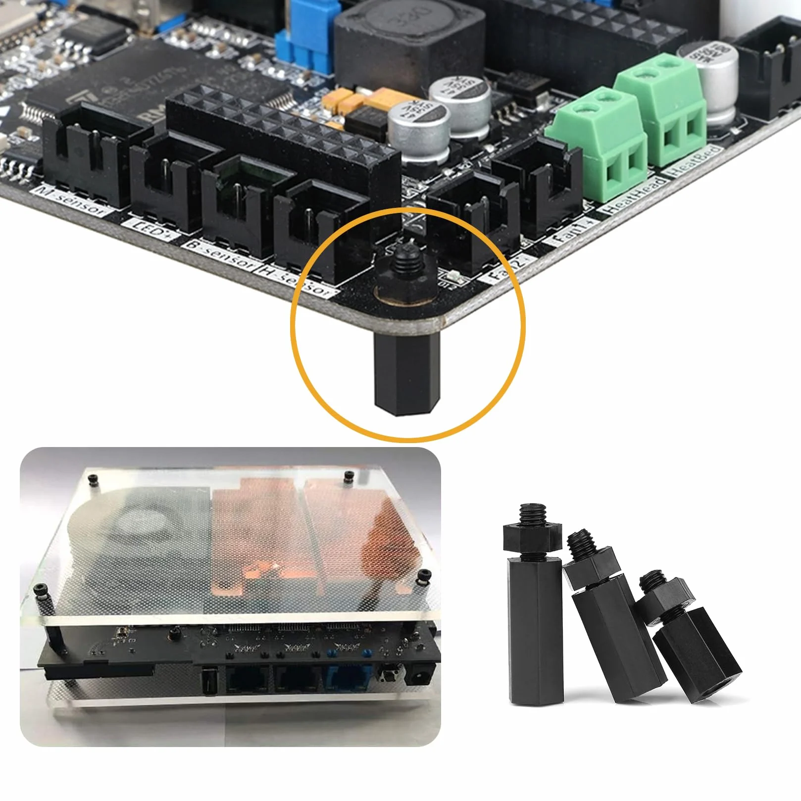 Distanziatori Esagonali in Nylon Nero M2.5 335 Pezzi, Kit Viti e Dadi per PCB