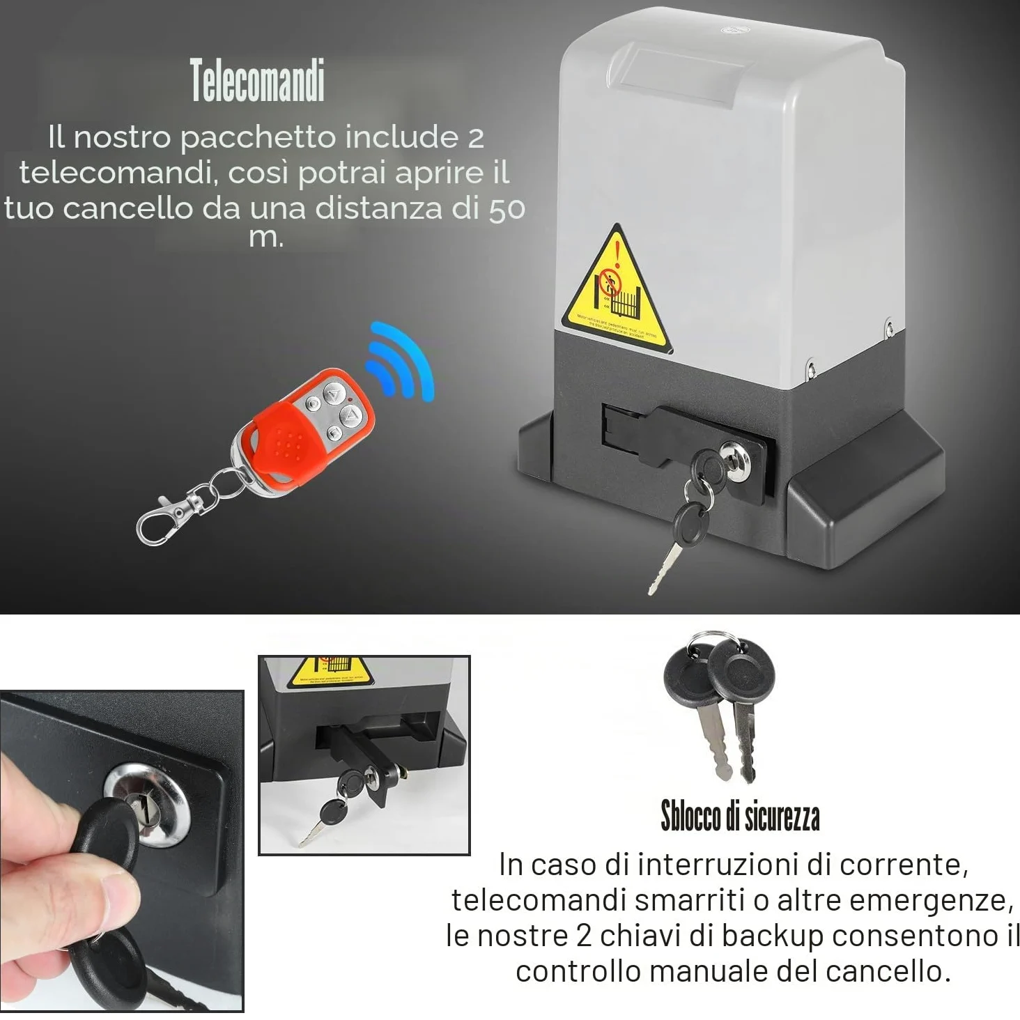 800kg 370W Smart WiFi Kit Automazione Cancello Scorrevole, Motore Cancello Scorrevole per Porte Fino a 12 m, con 2 Telecomandi, Cremagliera da 4 m e 2 chiavi