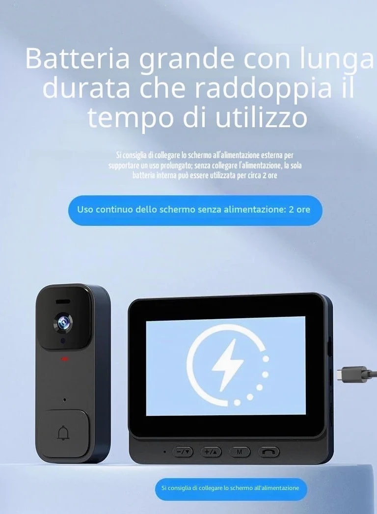 X7 - Videocitofono smart per uso domestico, con schermo di visualizzazione, citofono wireless e videosorveglianza ad alta definizione