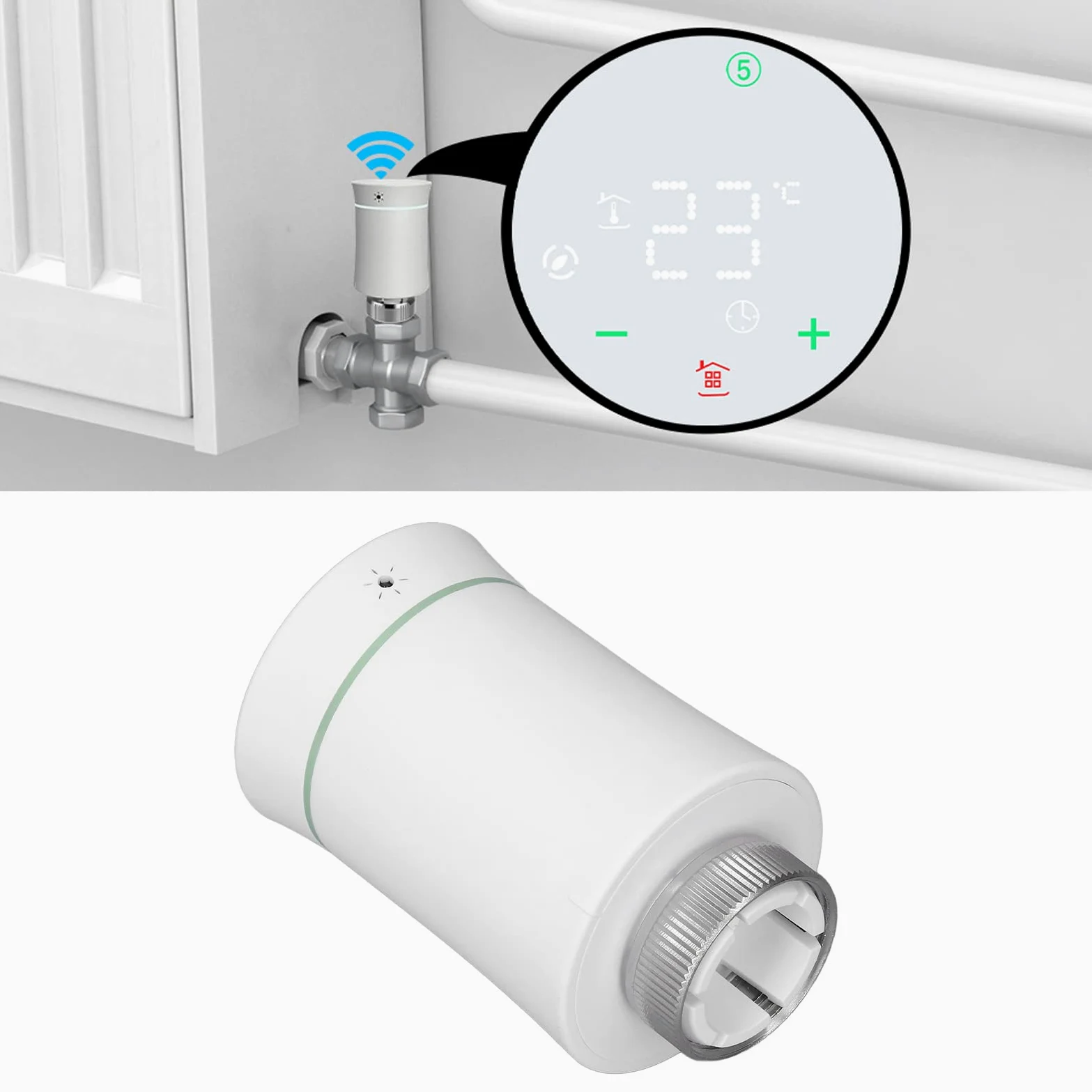 Smart Radiatore Termostato Valvola APP Remote Timing Temperatura Risparmio Energetico Valvola di Controllo Casa Riscaldamento Valvola per (Bianco)