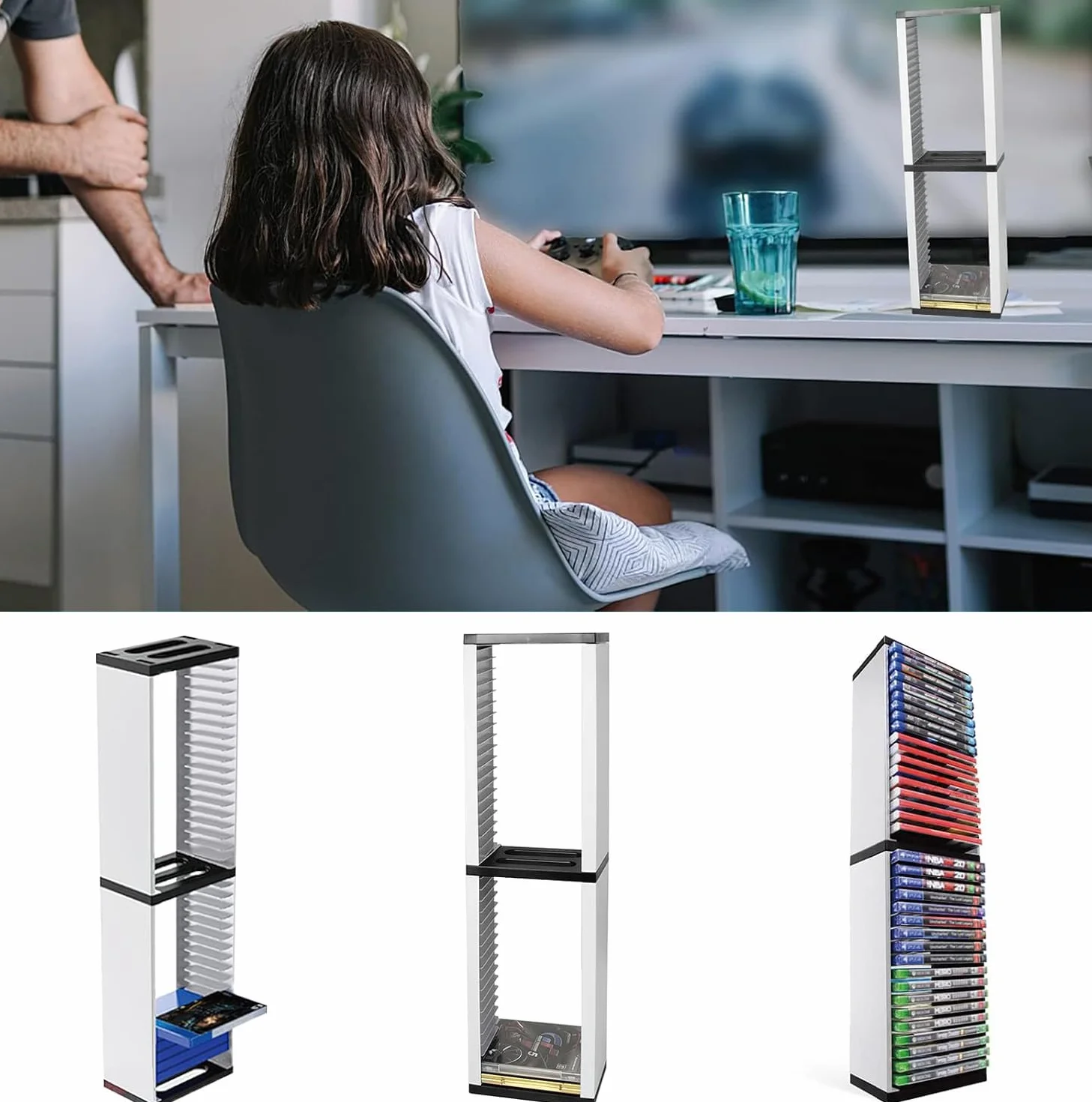 Yolispa Game Disc Holder Video Gioco Scaffalatura CD Racks Videogioco Scaffale DVD Contenitore 36Pcs Discs per PS5