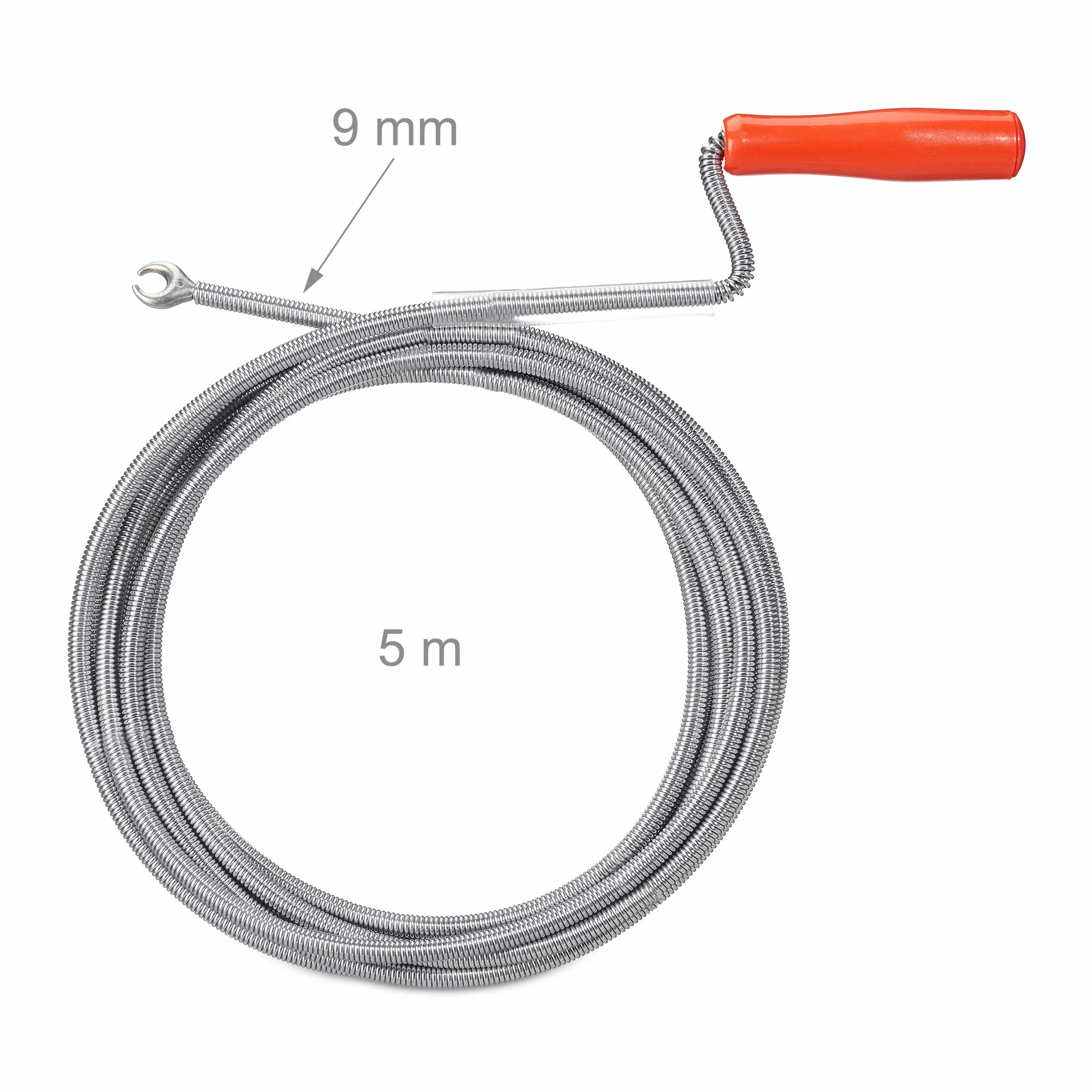 Relaxdays Sonda Pulizia Tubi di Scarico Manuale 9mm x 5m, Argento