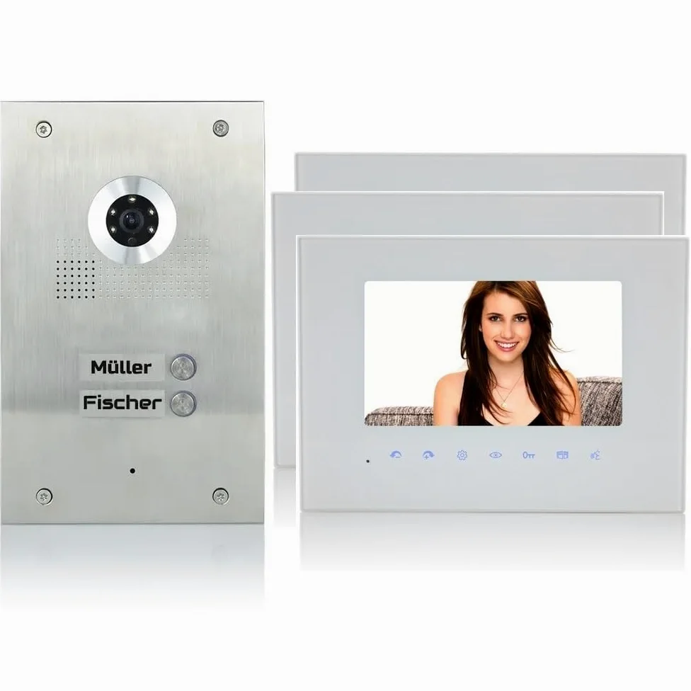 Videocitofono per casa familiare, con monitor da 7", 170°, in acciaio INOX, con monitor in vetro