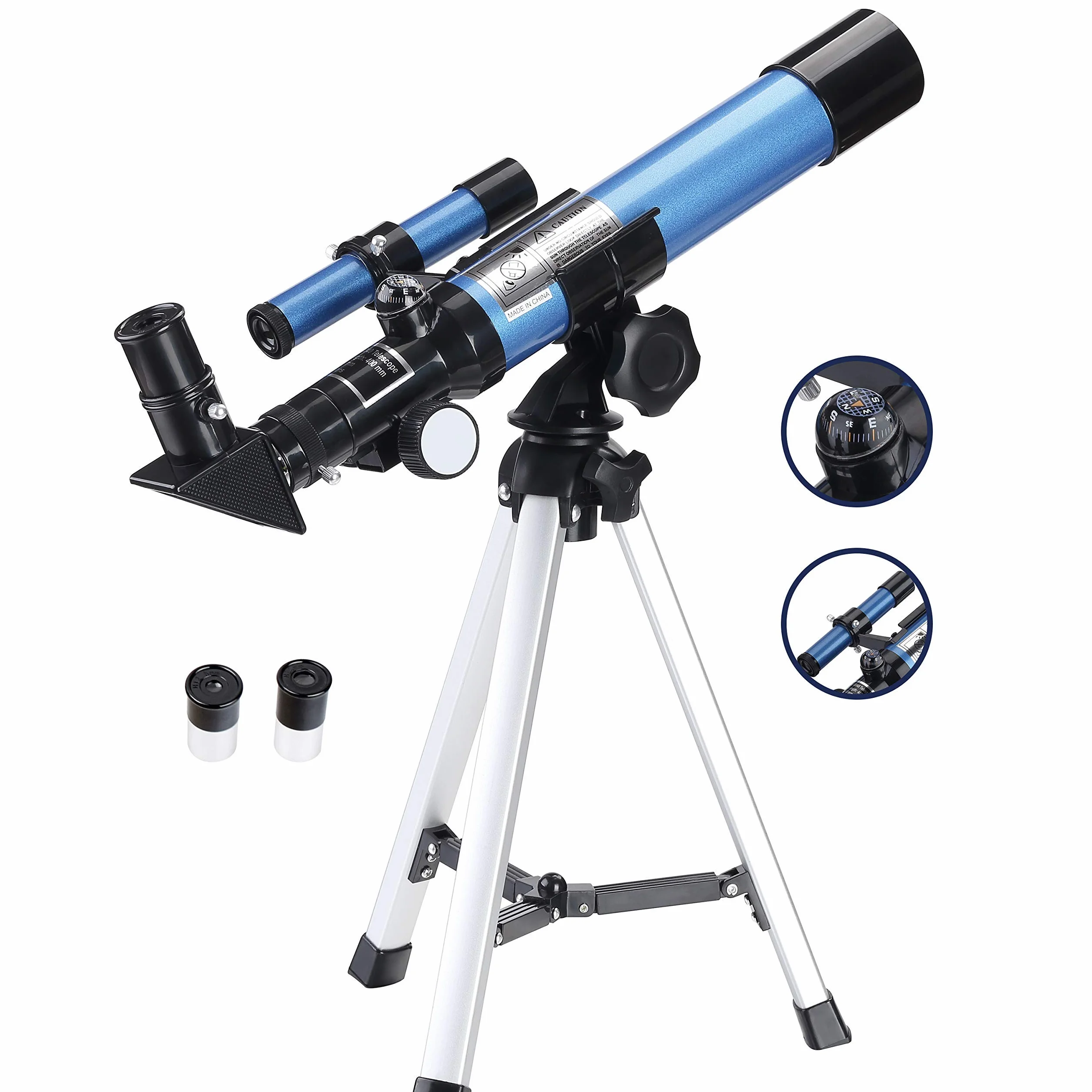 AOMEKIE Telescopio per Bambini con un Treppiede Mirino e Bussola Come Regalo Telescopio Rifrattore per Regali di Natale