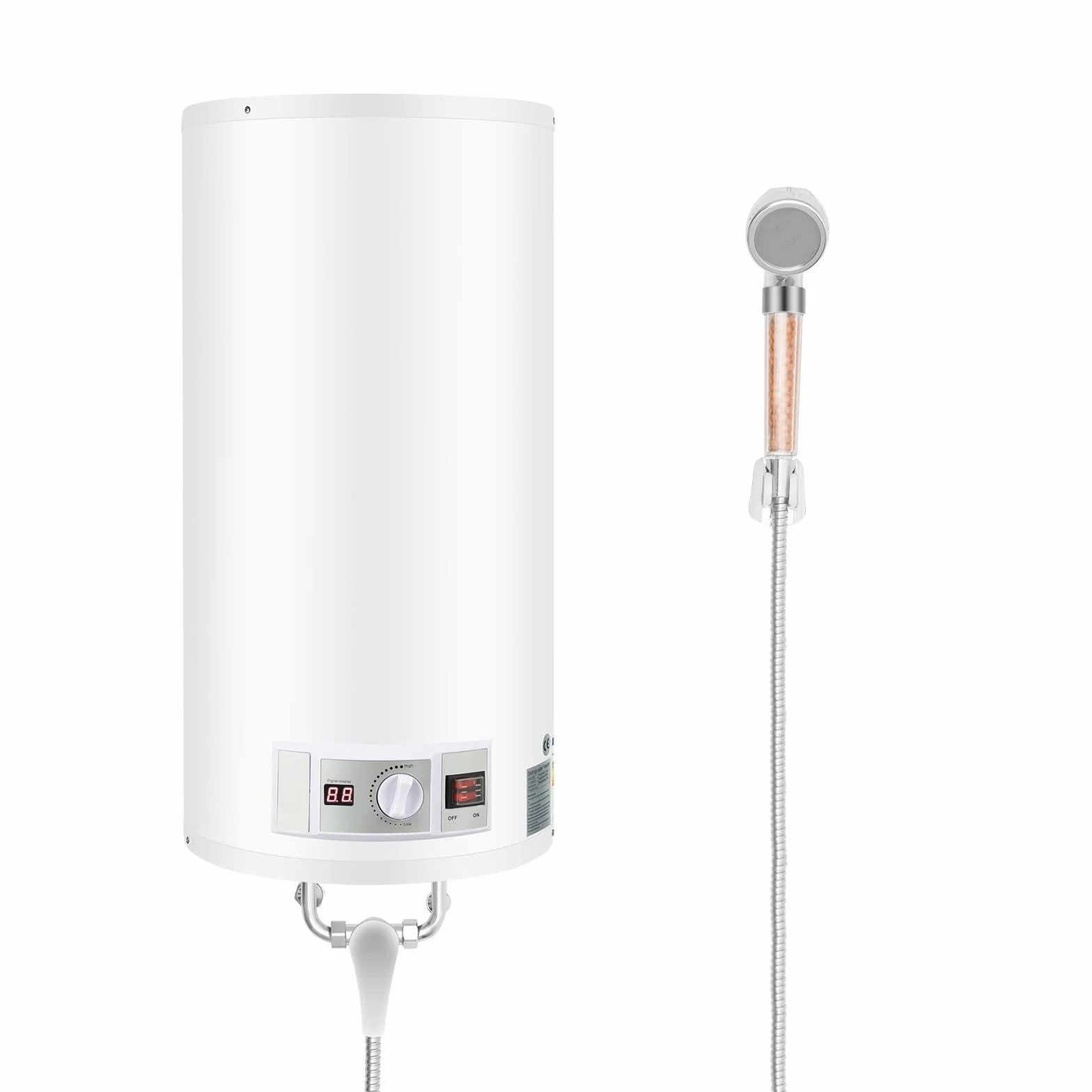 Scaldabagno elettrico per doccia e serbatoio di acqua calda da 2000W - Scaldabagno elettrico 80L | 25-75°C | Contenitore interno smaltato | Mantenimento automatico del calore | Incl. soffione per
