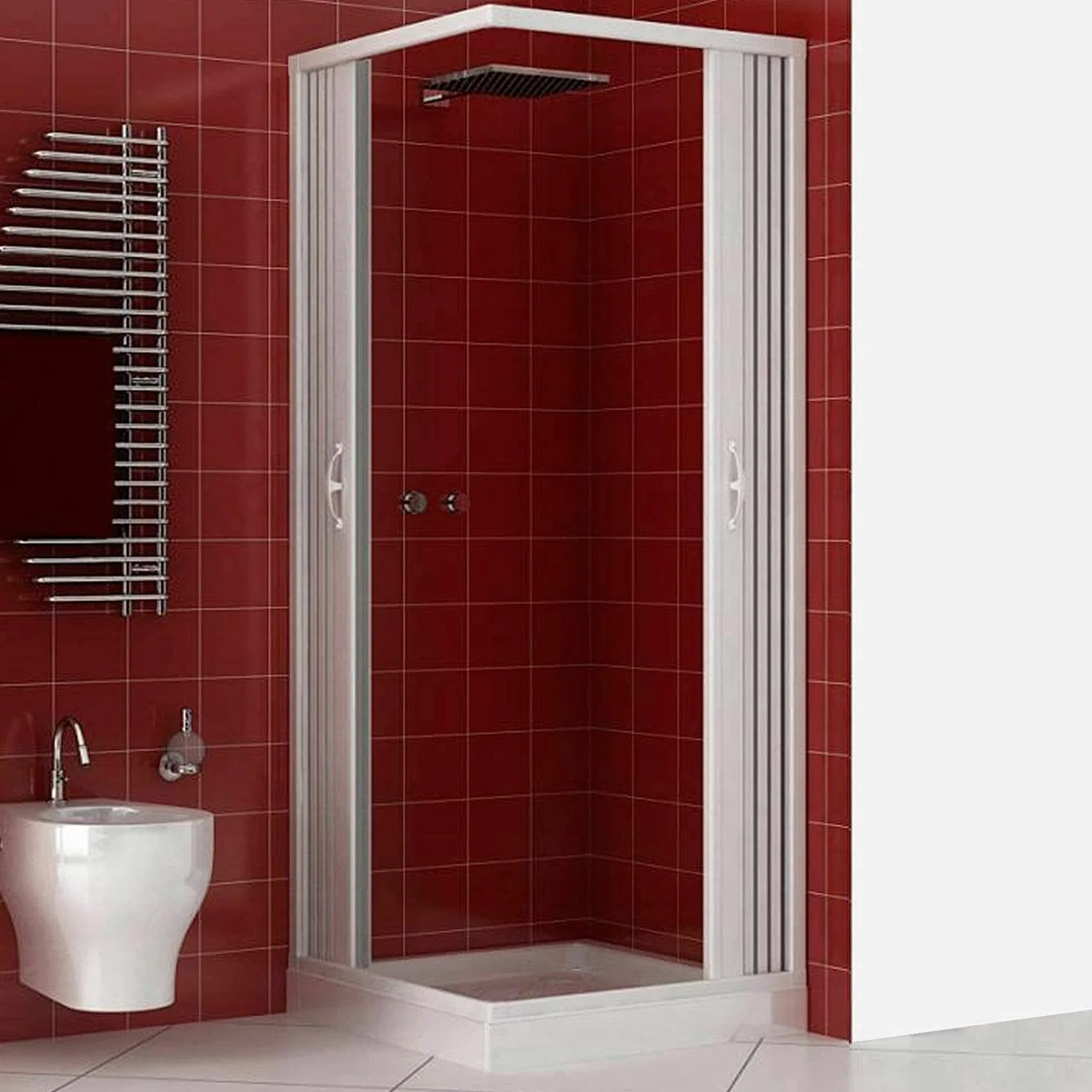 Box Doccia A Soffietto Angolare Riducibile Bianco Pastello Simply 70x70