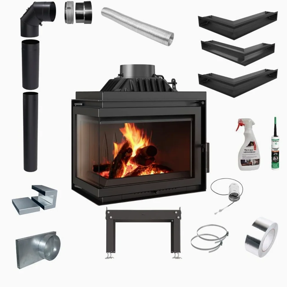 KRATKI Inserto per camino in ghisa a legna SIMPLE 8 kW Ø200 sinistro A 8kW | Ghisa nero, efficienza 80%, classe A. Ecodesign, BImSchV 2.; combustione efficiente; basse emissioni; calore uniforme; 2 EEK