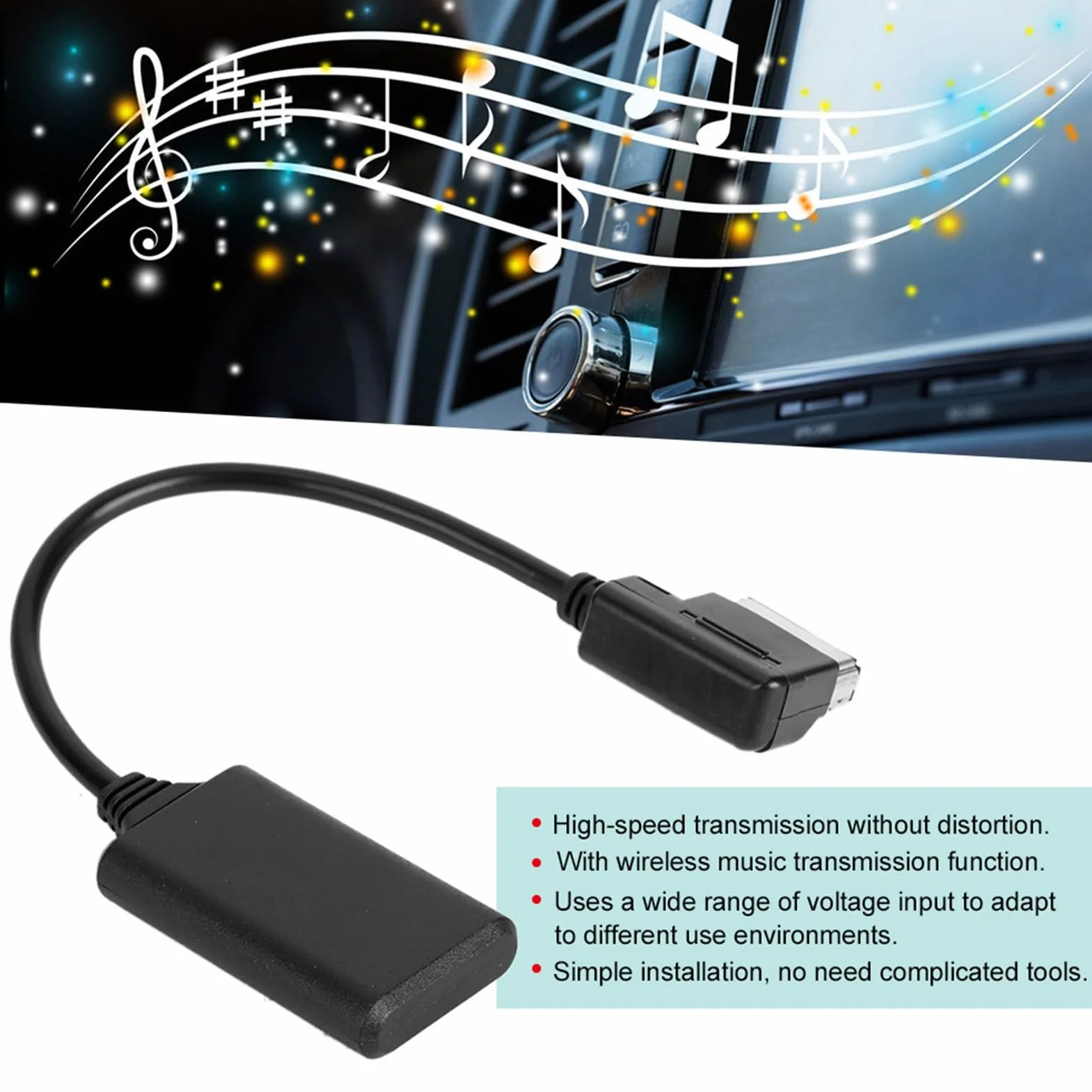 Adattatore Cavo Audio Wireless Bluetooth per AMI, Installazione Semplice per gli Amanti della Musica, Tensione Prodotto 5-12 V, Classe B, Classe C, E, S SL SLK SLS Class
