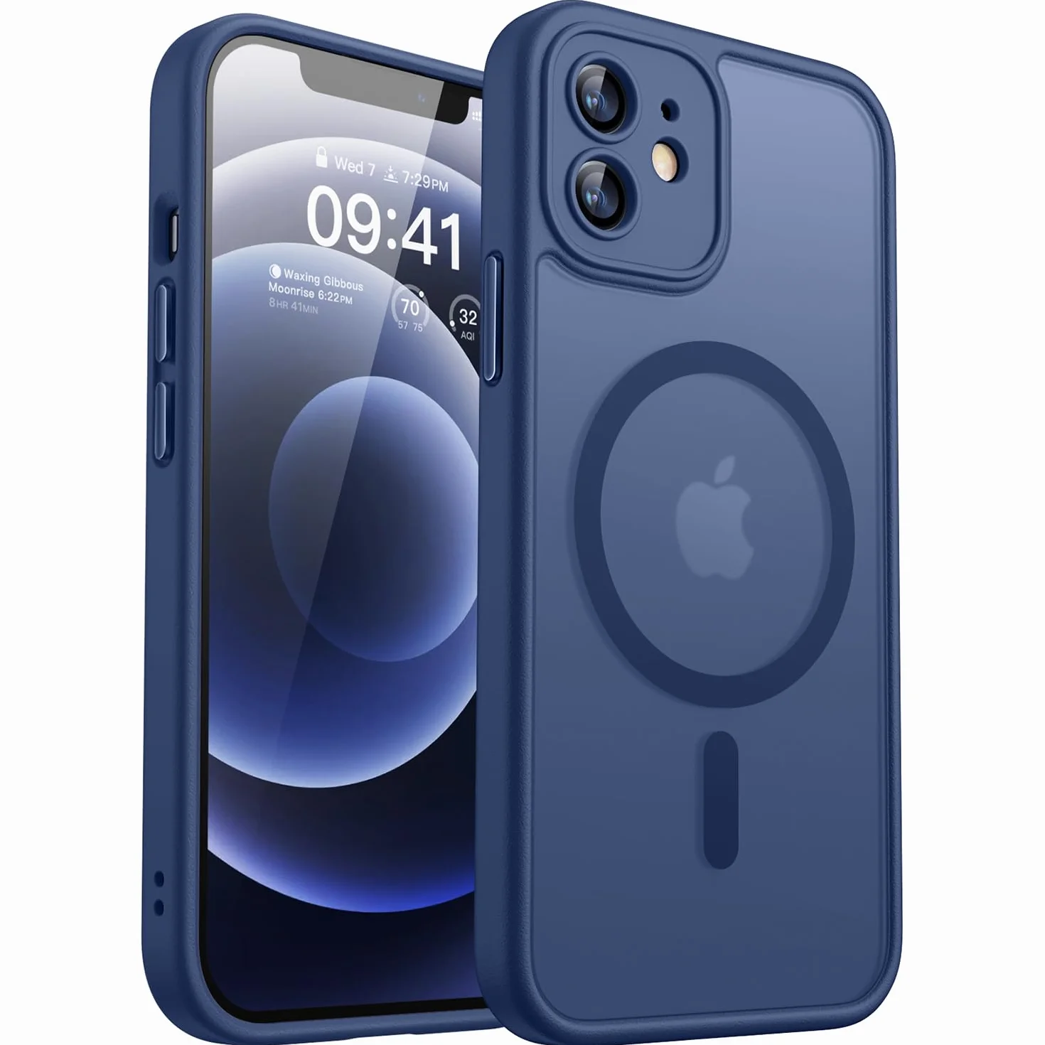 CANSHN Magnetica Cover per iPhone 12(6.1 Pollici), [Protezione Completa Della Fotocamera] Custodia Traslucida Opaca Protettiva Sottile Antiurto,Blu Profondo